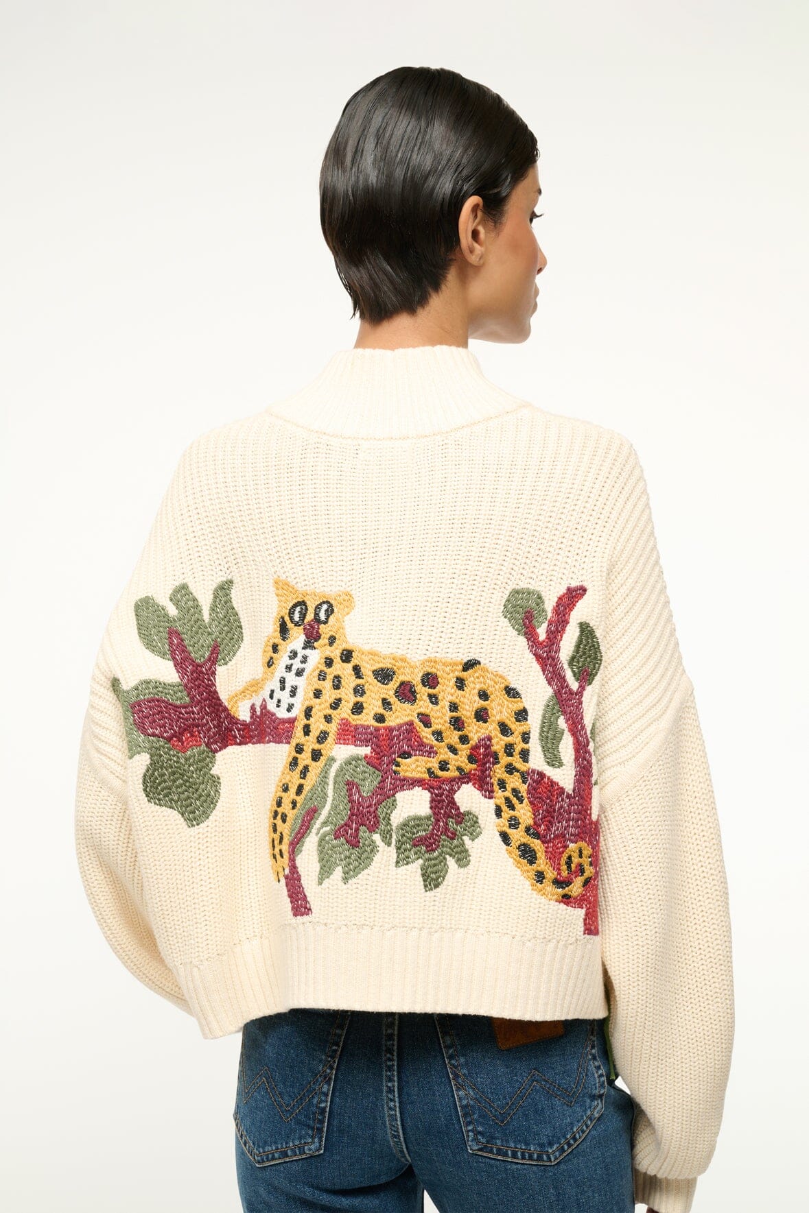 CROPPED HAMPTON SWEATER | JUNGLE LEOPARD - Image 3