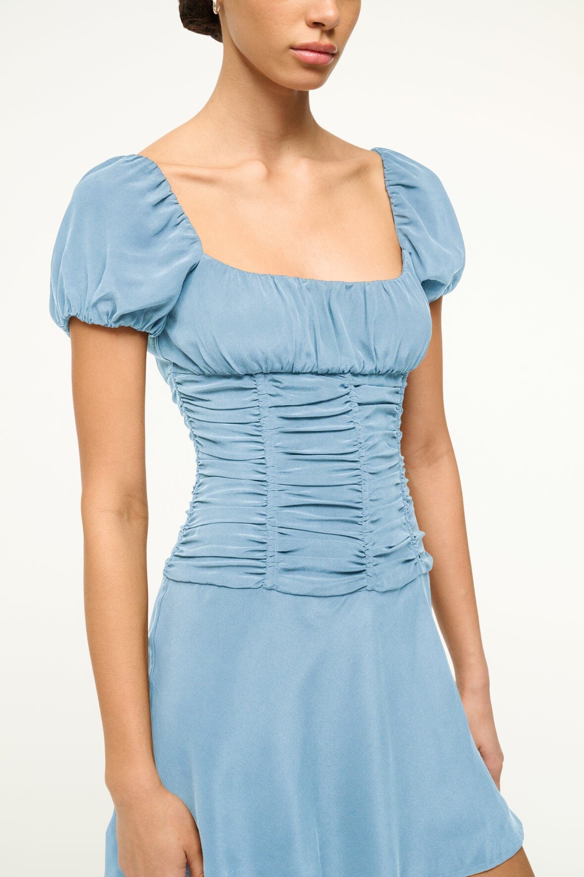 ELBA MINI SILK DRESS | SLATE BLUE - Image 4
