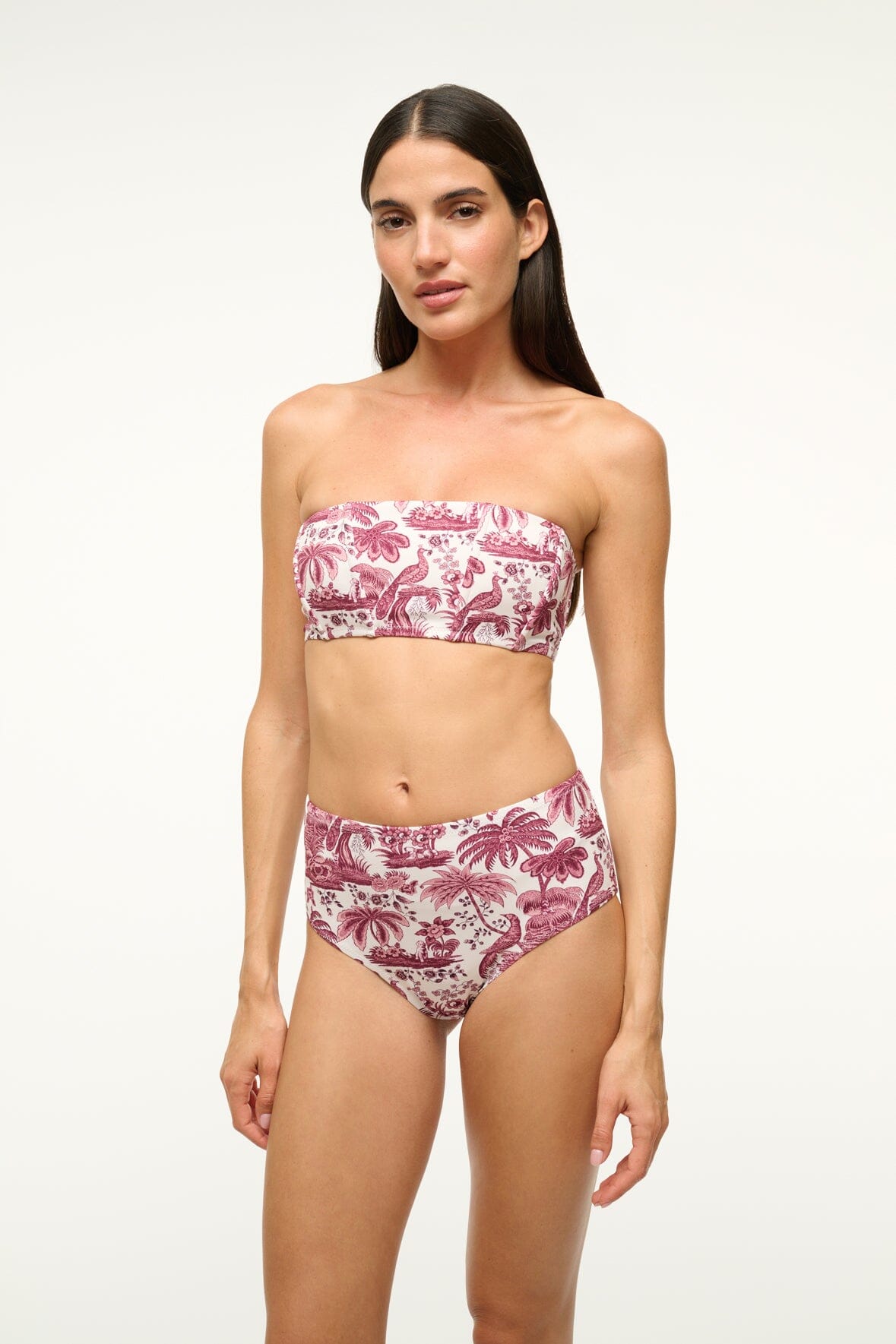 DEVON HIGH RISE BIKINI BOTTOM | BORDEAUX TOILE - Image 2