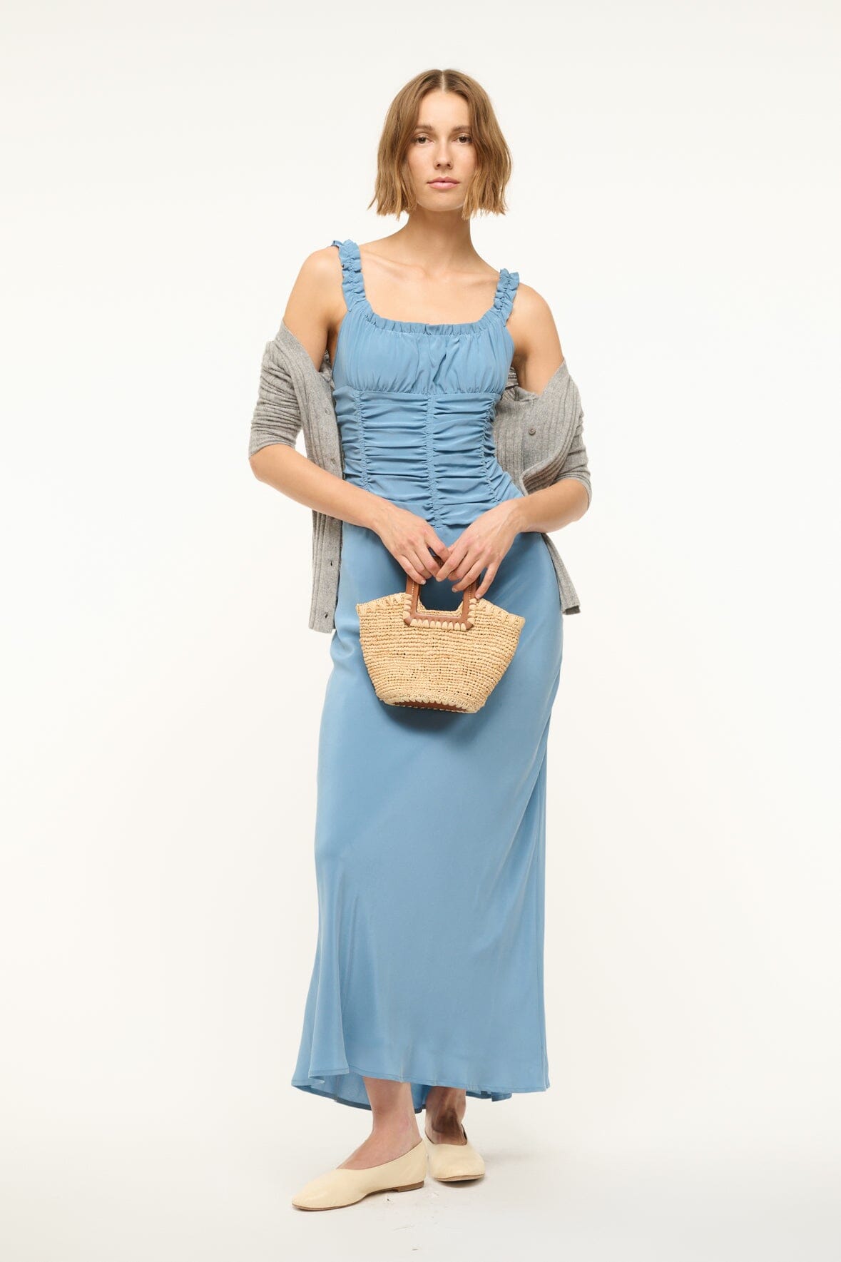 NIC SILK MAXI DRESS | SLATE BLUE - Image 2
