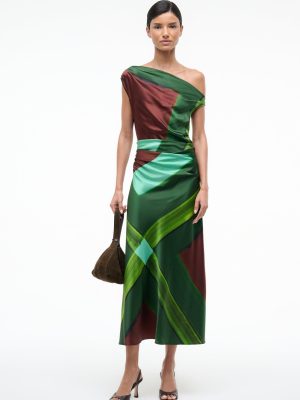 PHARE SILK DRESS | EMERALD PRISM