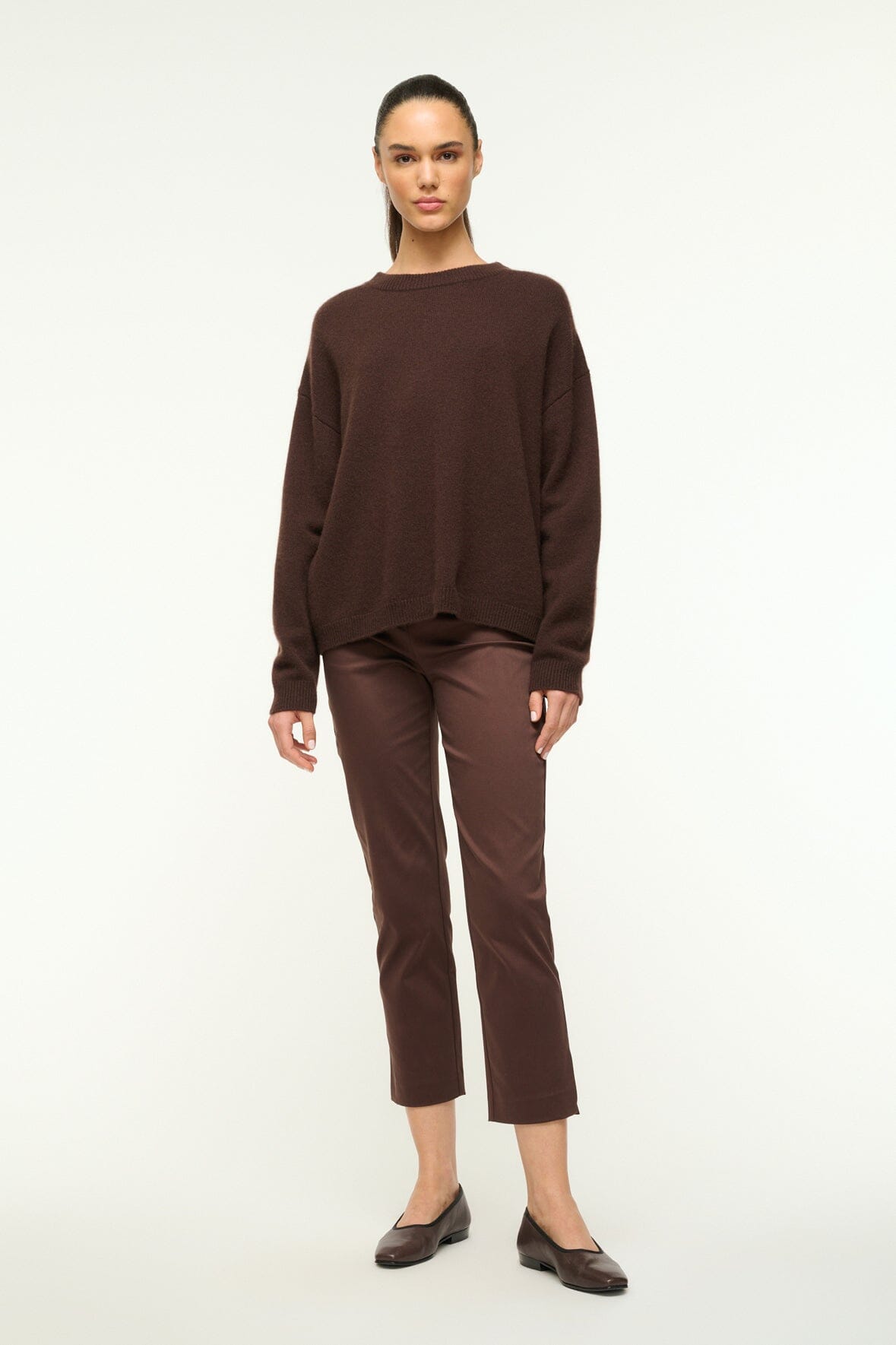SERRANO CASHMERE RELAXED CREW | DARK CHOCOLATE - Image 2