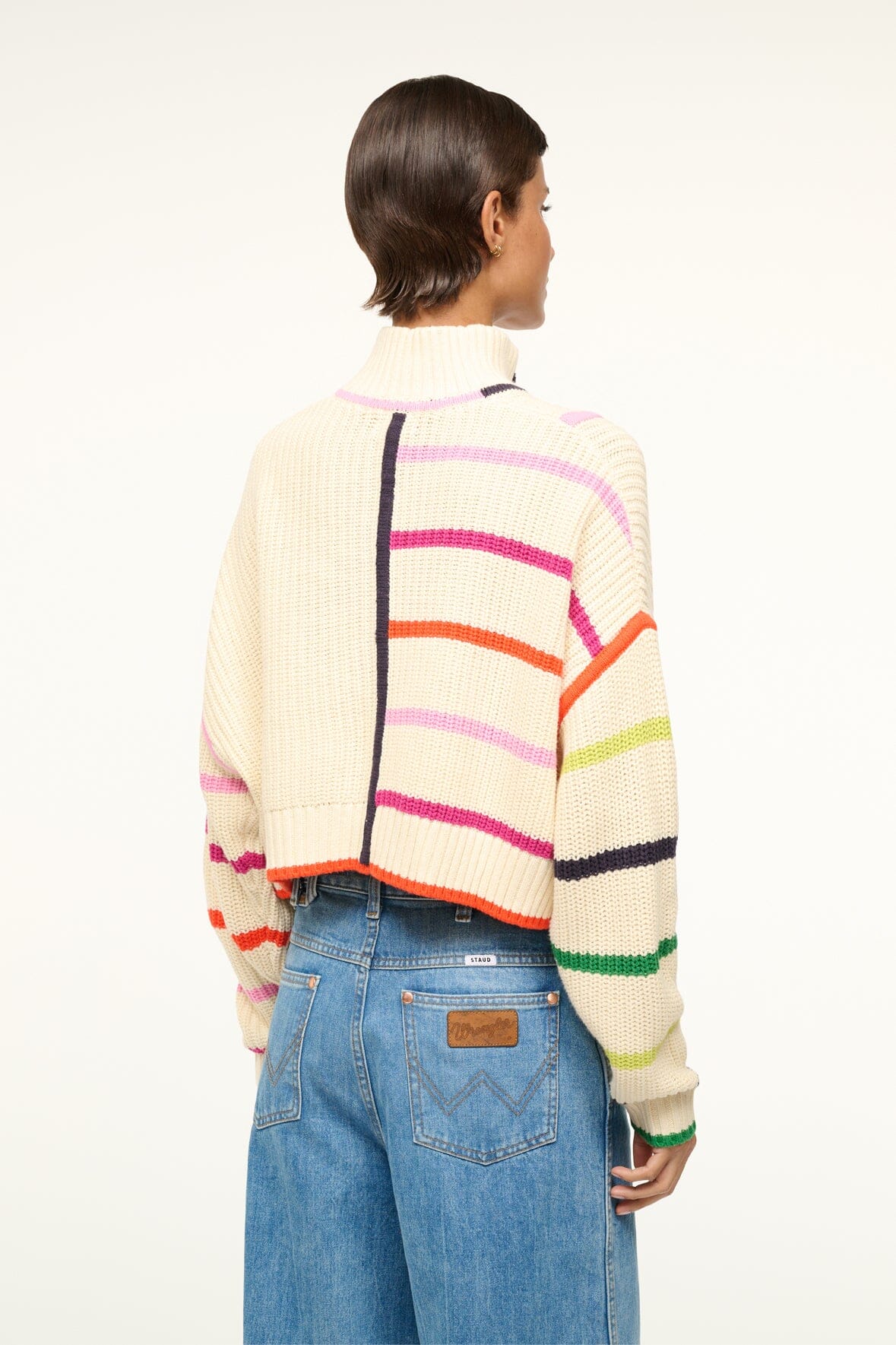 CROPPED HAMPTON SWEATER | CREAM RAINBOW MULTI - Image 3