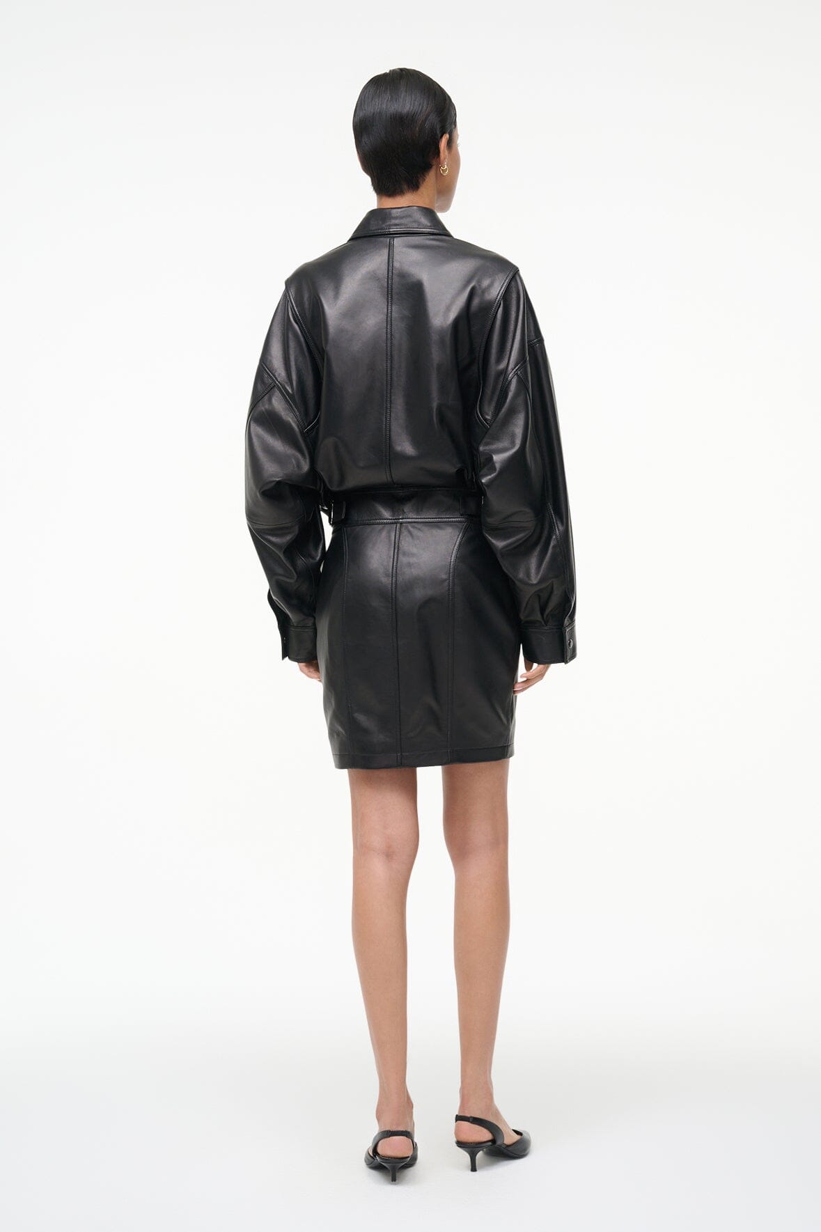CLAUDETTE LEATHER DRESS | BLACK - Image 4