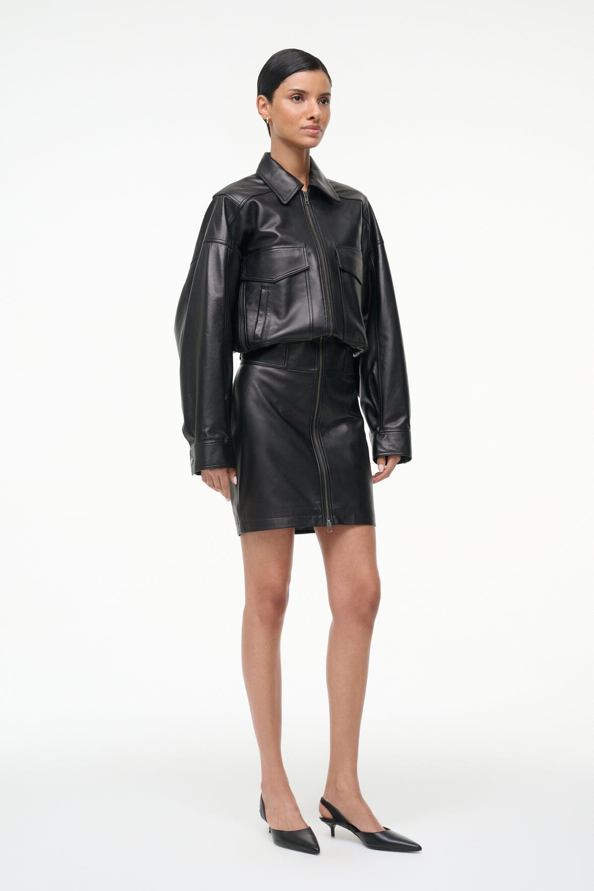 CLAUDETTE LEATHER DRESS | BLACK - Image 3