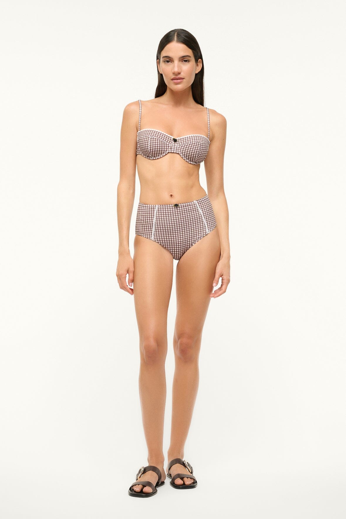 WAILEA BIKINI BOTTOM | DARK CHOCOLATE MICRO CHECK - Image 2