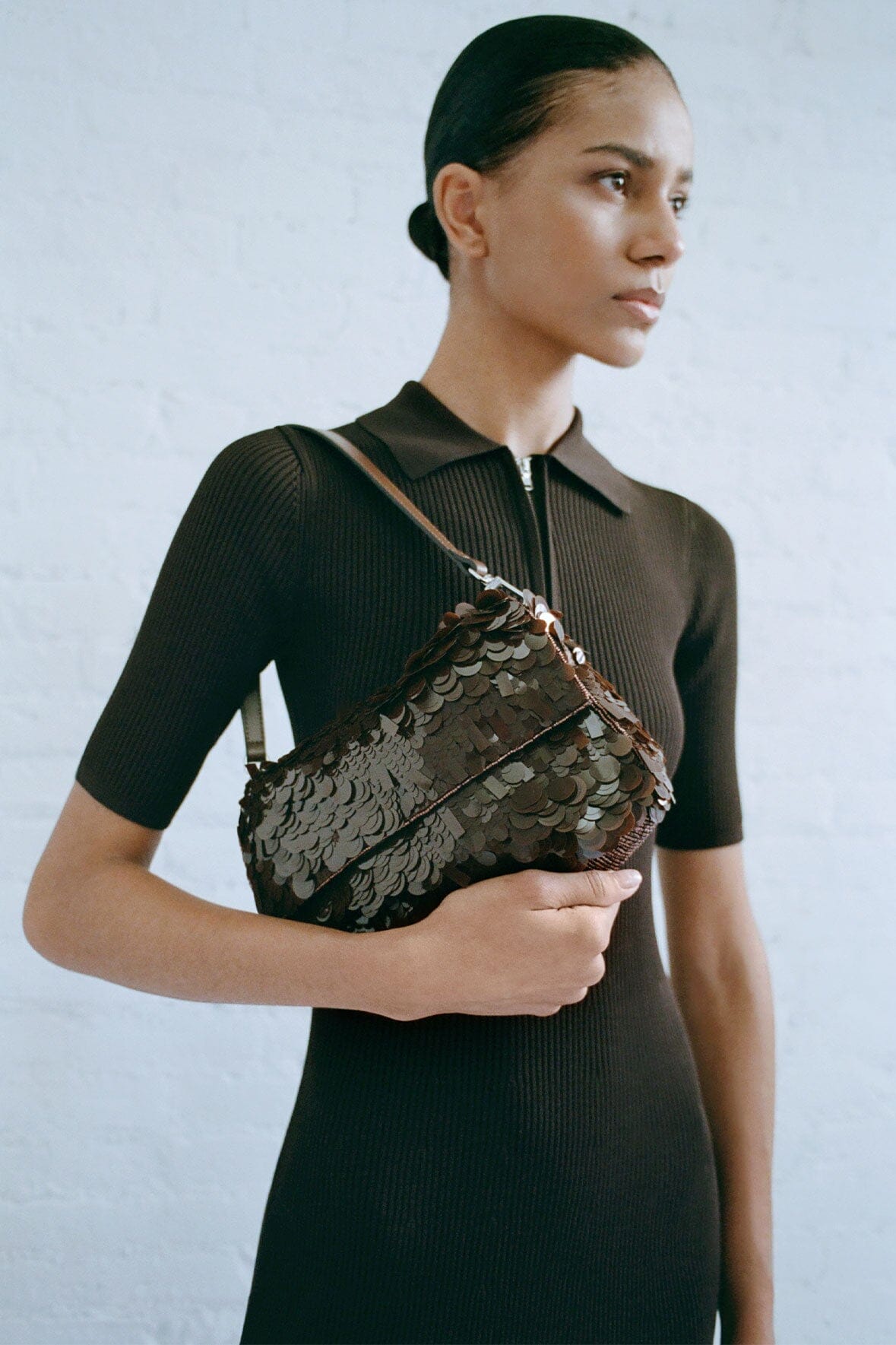 TIMMY SHOULDER BAG | CACAO SEQUINS - Image 5
