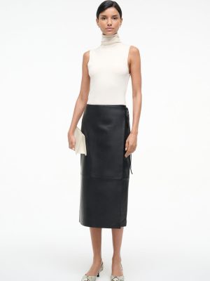 ROMAN LEATHER WRAP SKIRT | BLACK