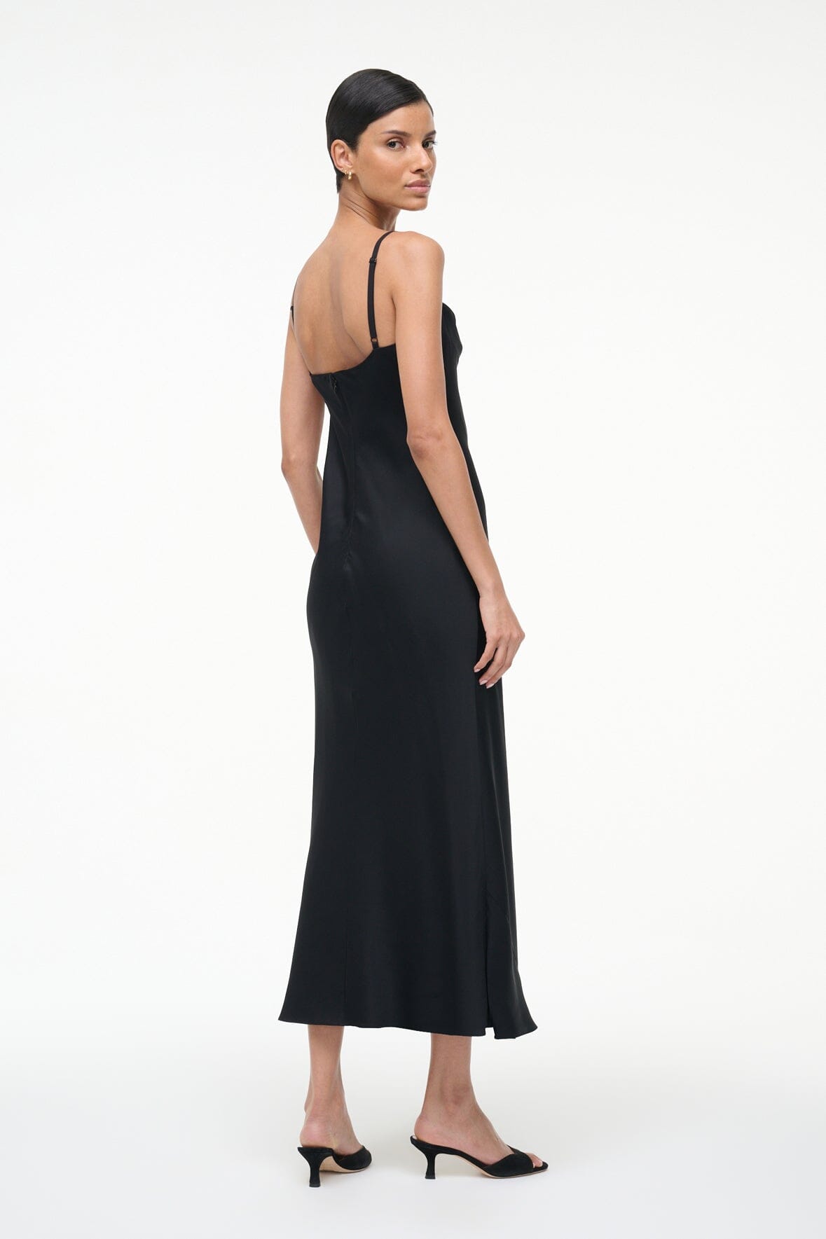EVANGELINE SILK MIDI DRESS | BLACK - Image 5