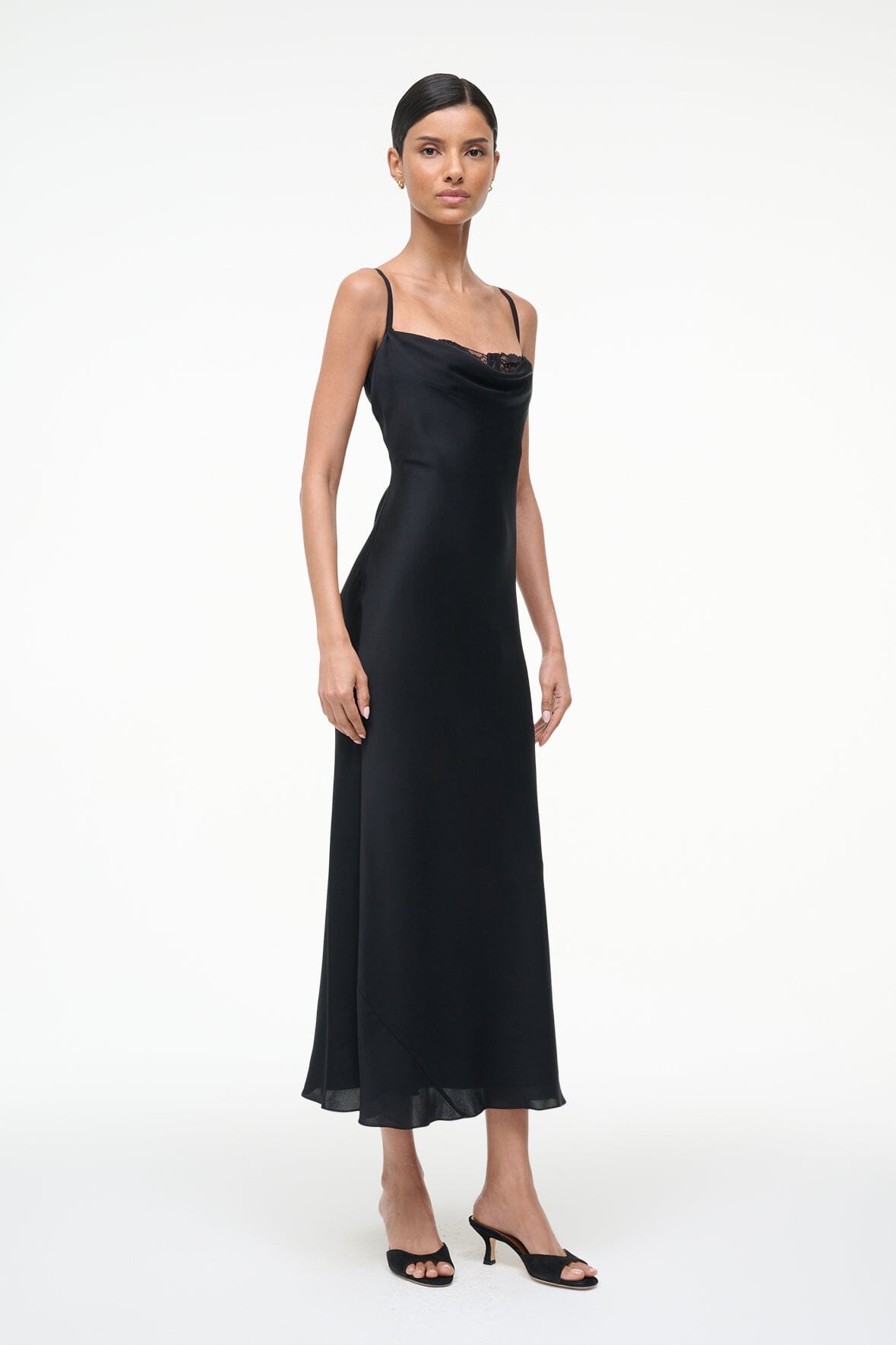 EVANGELINE SILK MIDI DRESS | BLACK - Image 4