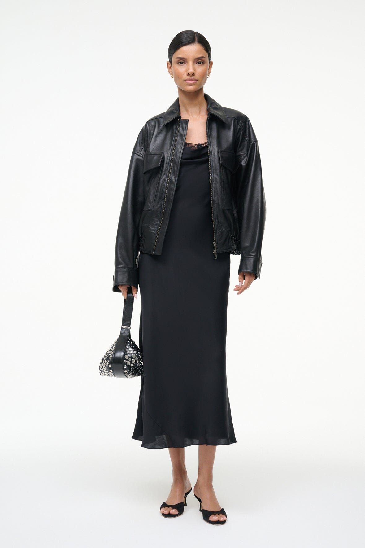 EVANGELINE SILK MIDI DRESS | BLACK - Image 7