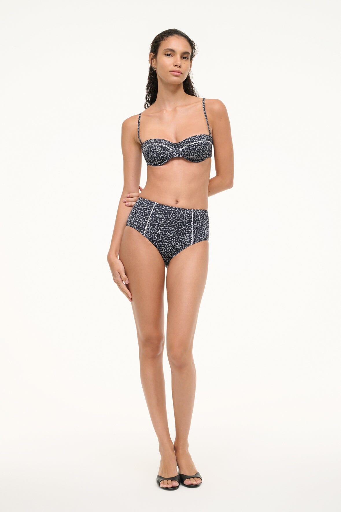 BRENTON BIKINI BOTTOM | BLACK WOODBLOCK DITSY FLORAL - Image 2