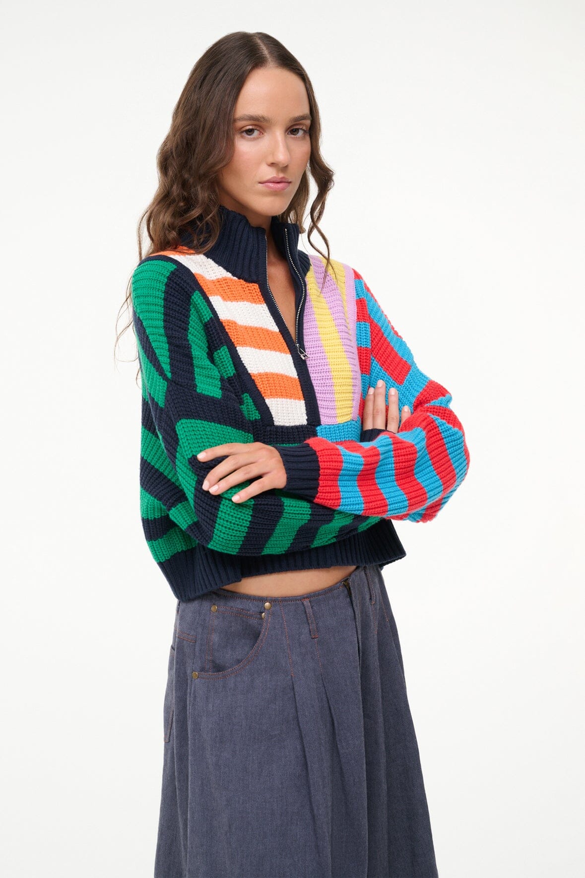 CROPPED HAMPTON SWEATER | CABANA STRIPE MULTI - Image 2