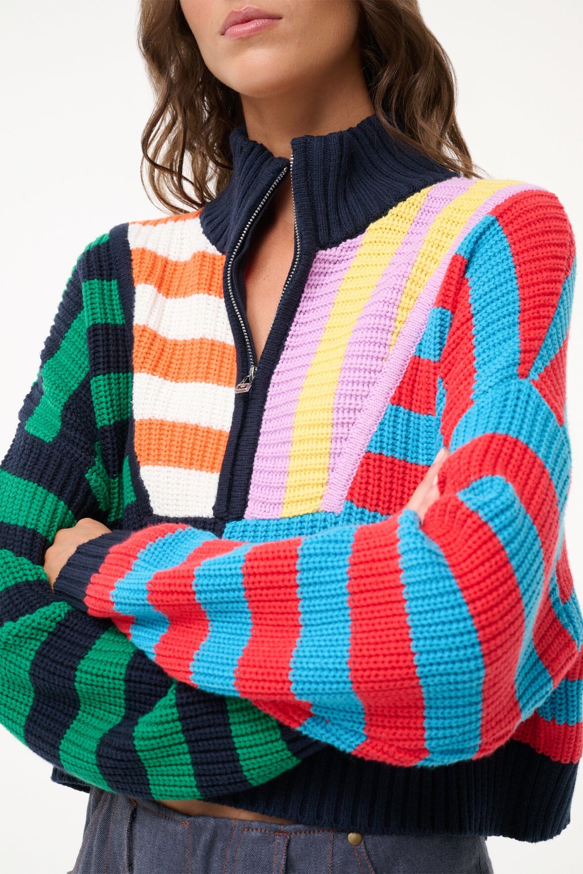 CROPPED HAMPTON SWEATER | CABANA STRIPE MULTI - Image 4