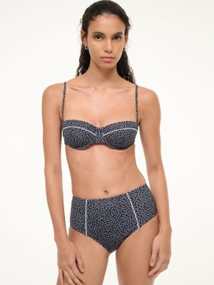 JO BALCONETTE BIKINI TOP | BLACK WOODBLOCK DITSY FLORAL
