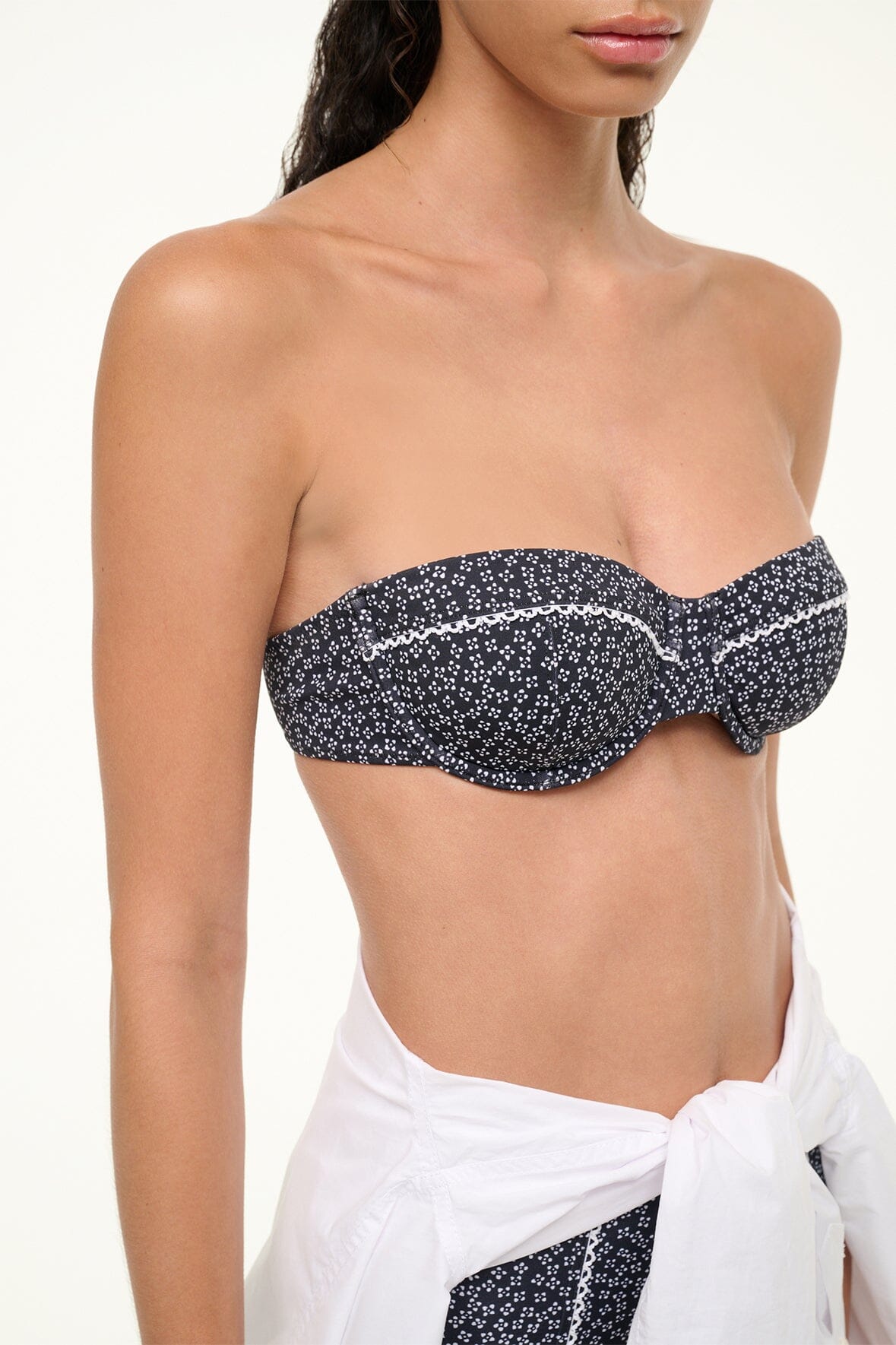 JO BALCONETTE BIKINI TOP | BLACK WOODBLOCK DITSY FLORAL - Image 5