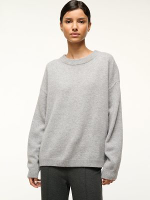 SERRANO CASHMERE RELAXED CREW | HEATHER GREY