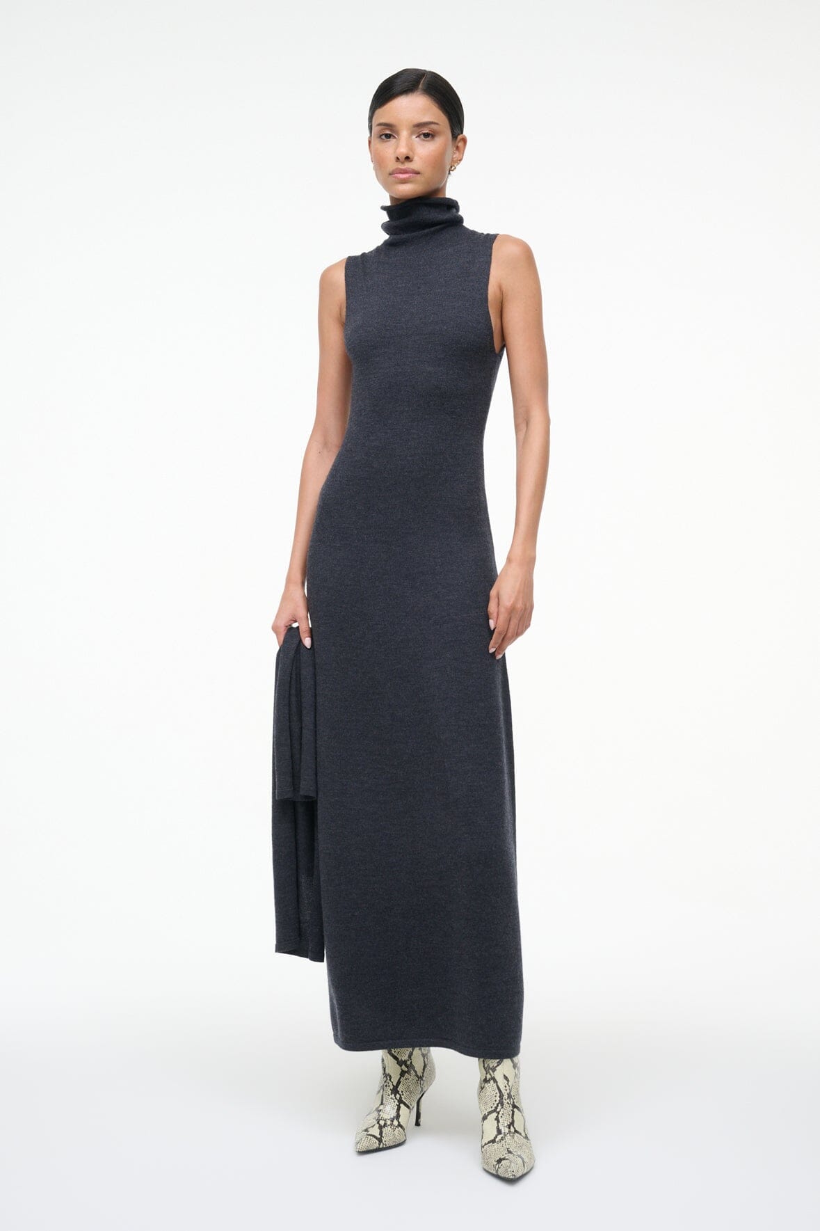 CANAL MIDI DRESS | CHARCOAL - Image 3