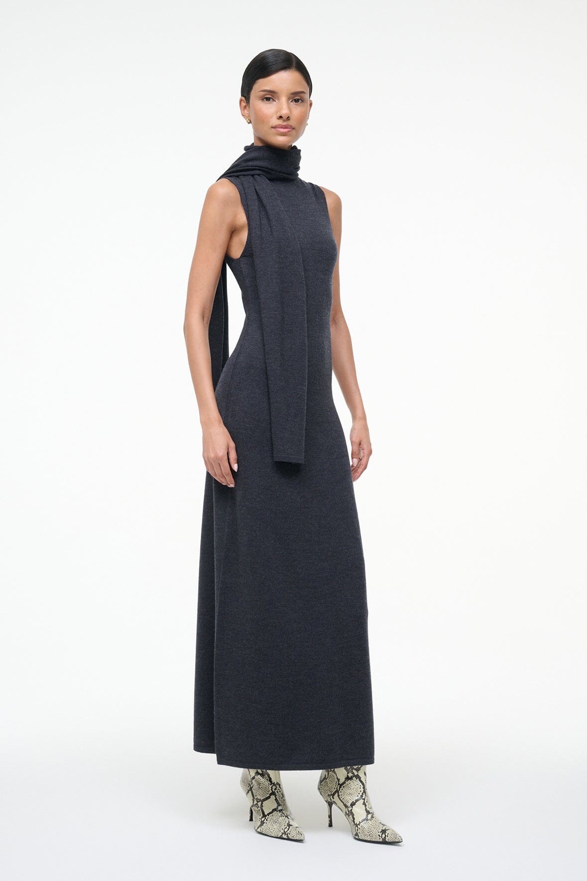 CANAL MIDI DRESS | CHARCOAL - Image 4
