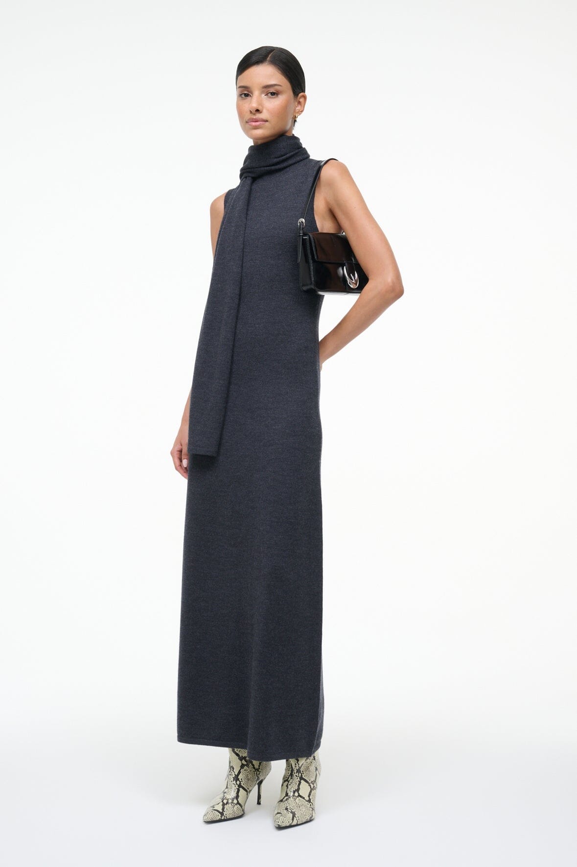 CANAL MIDI DRESS | CHARCOAL - Image 6