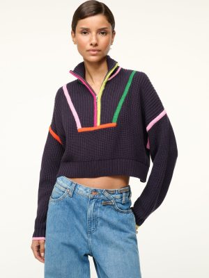 CROPPED HAMPTON SWEATER | NAVY MULTI