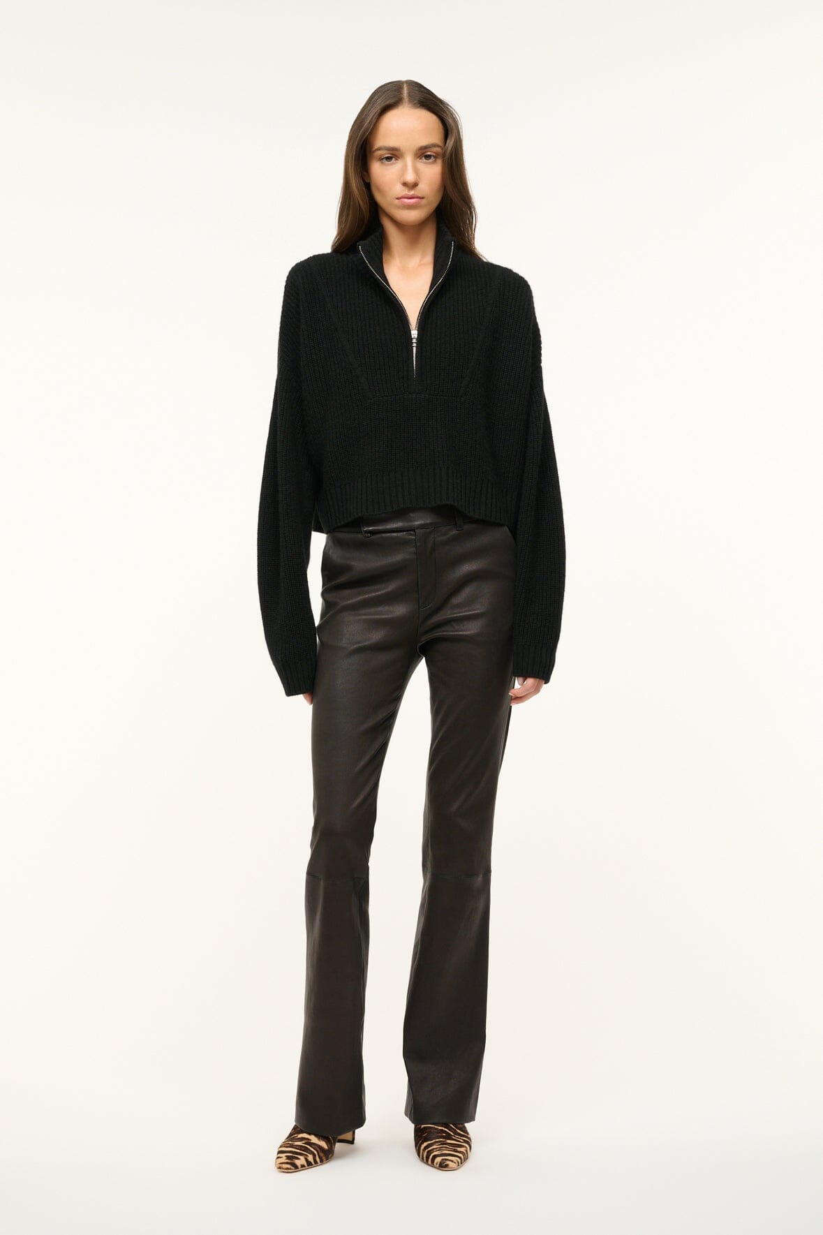 CASHMERE CROPPED HAMPTON SWEATER | BLACK - Image 2