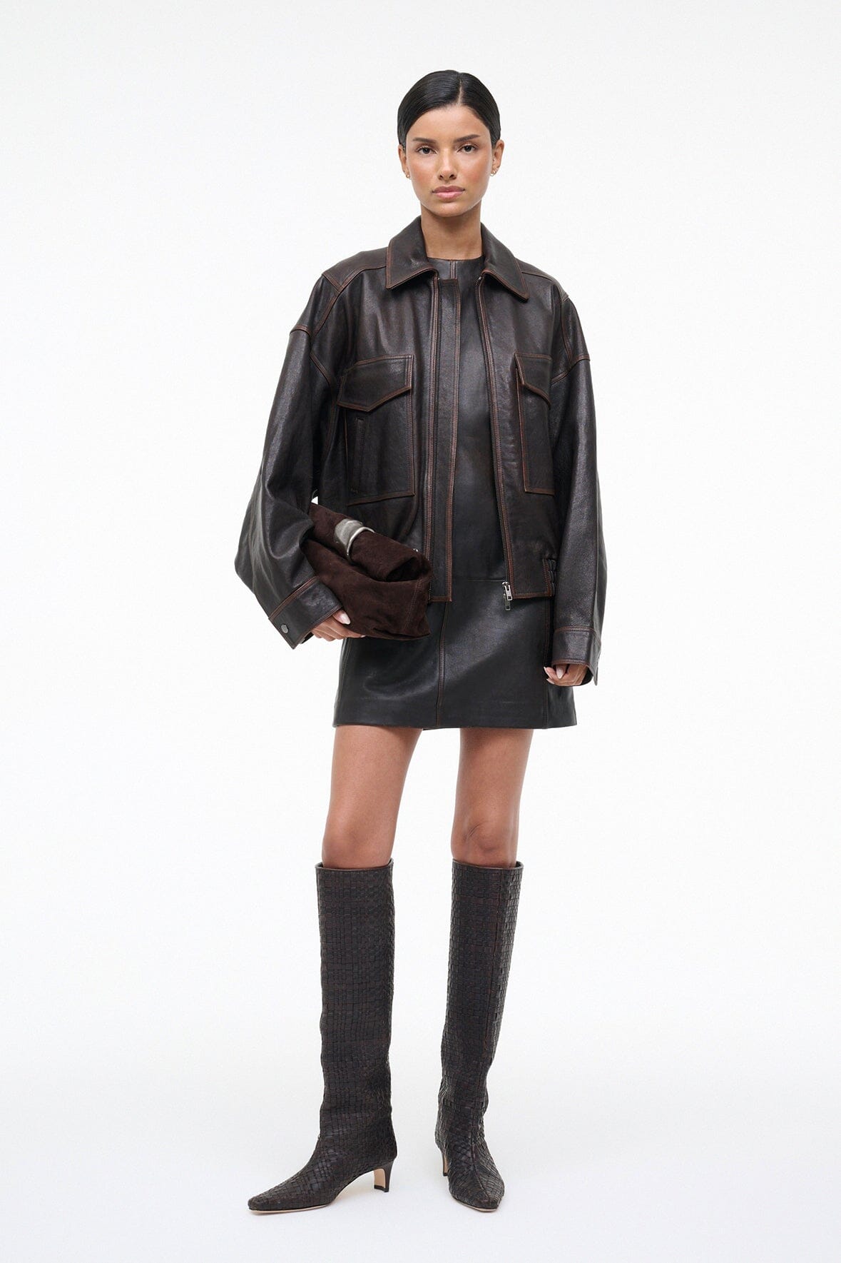 BINX LEATHER DRESS | DISTRESSED BROWN - Image 5