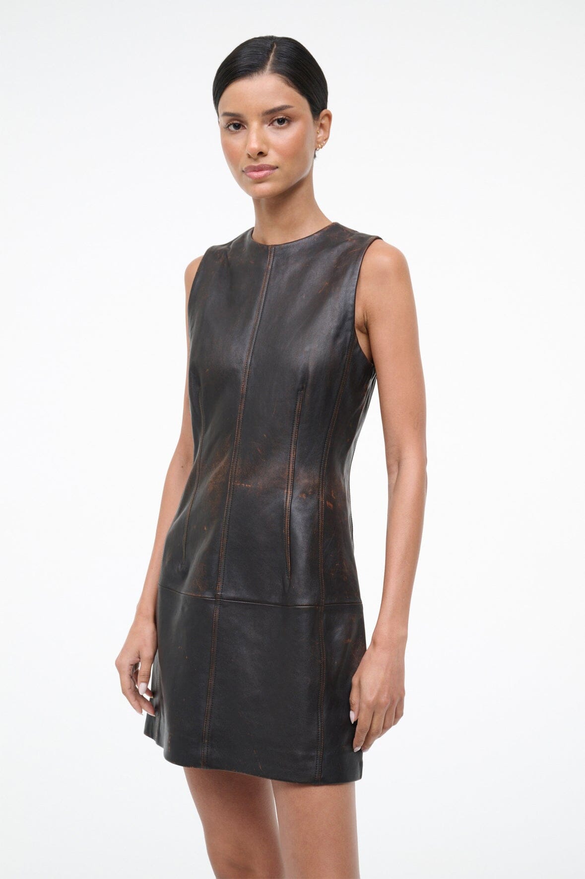 BINX LEATHER DRESS | DISTRESSED BROWN - Image 3