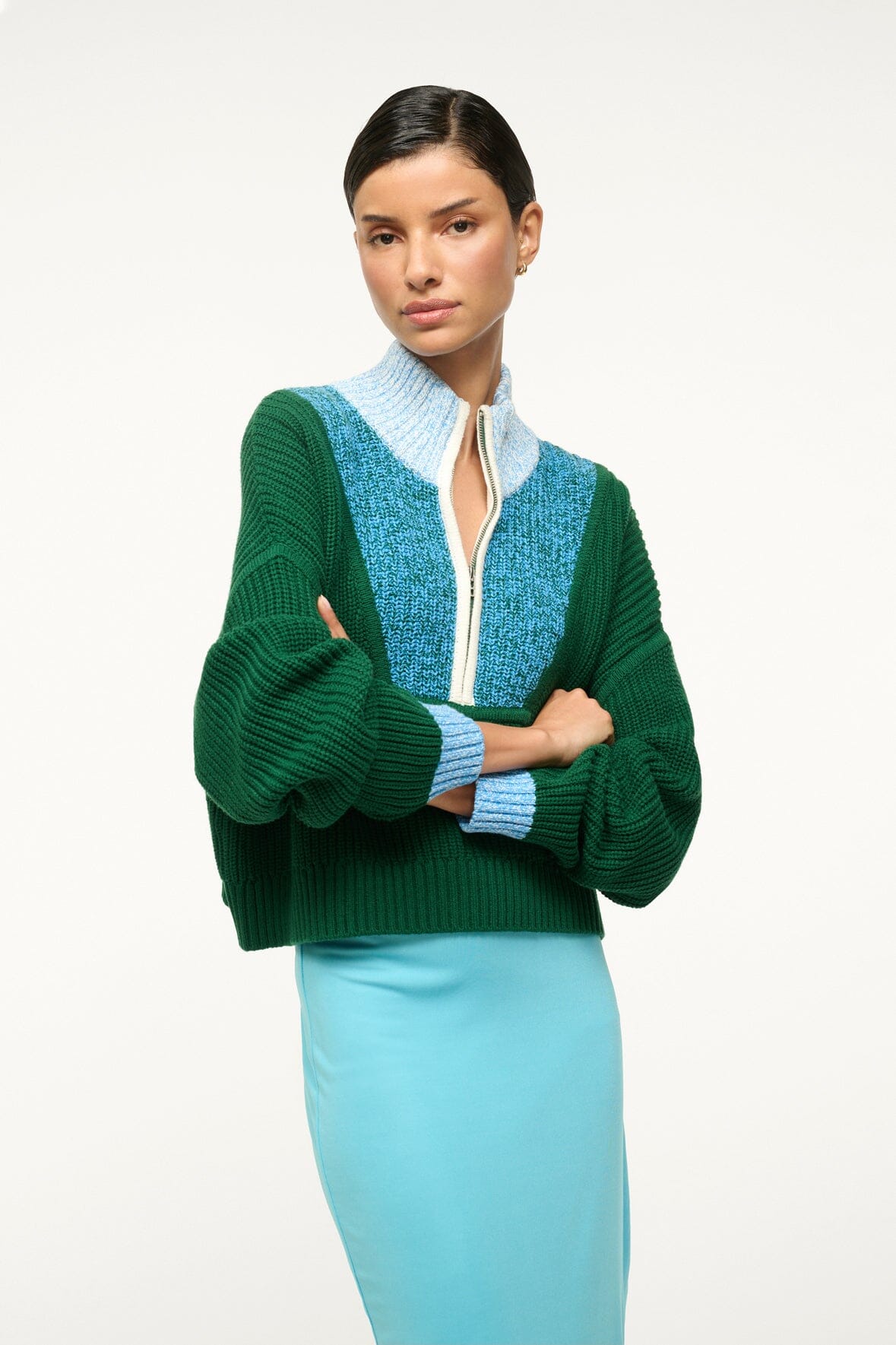 CROPPED HAMPTON SWEATER | JUNGLE SKY IVORY - Image 4