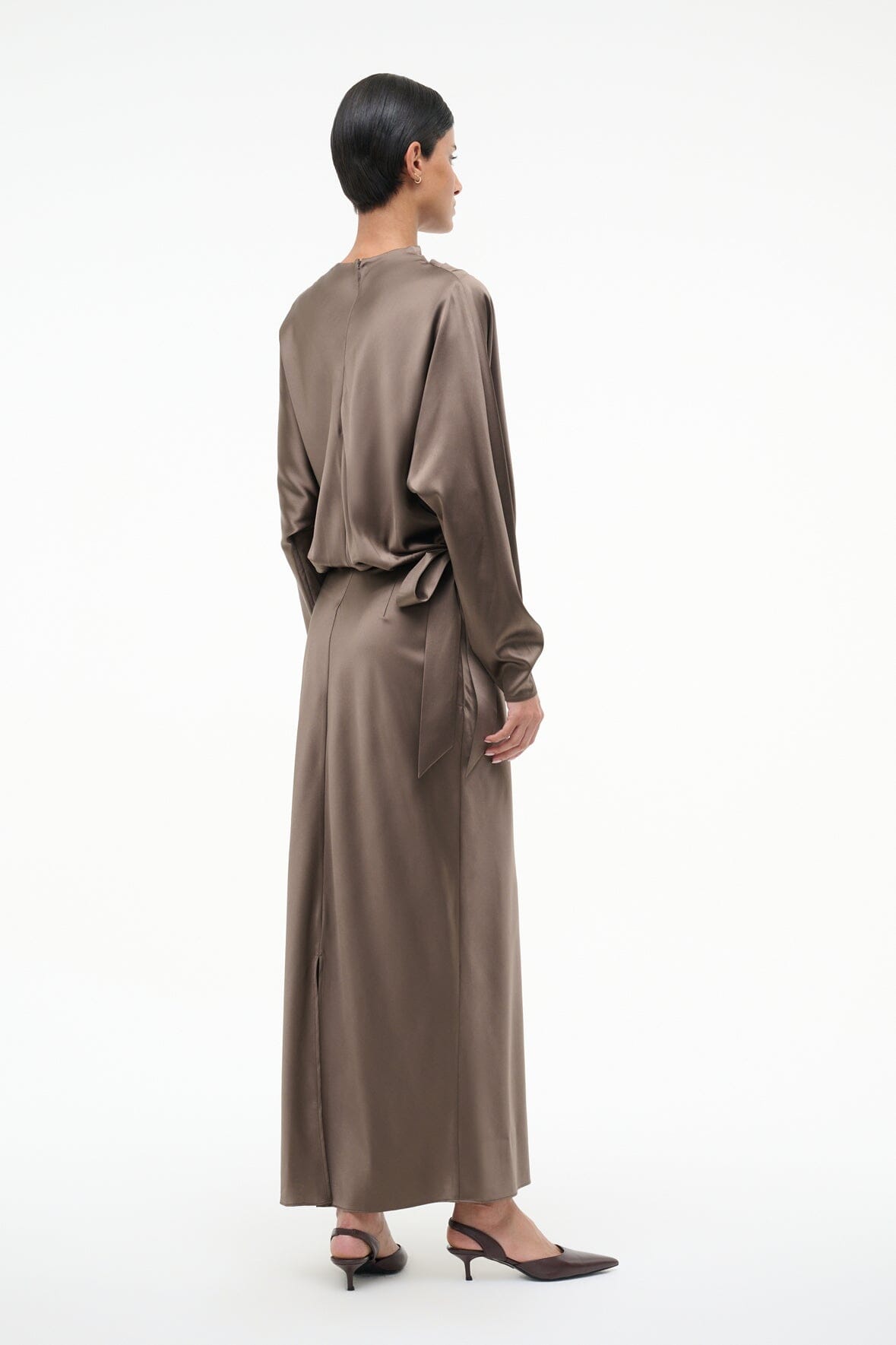 PHOEBE SILK DRESS | TRUFFLE - Image 3