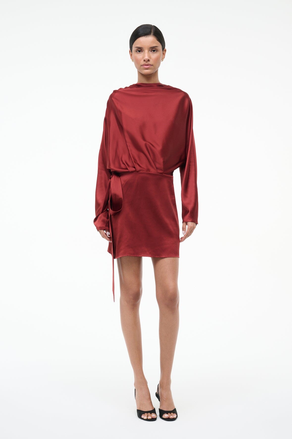 PHOEBE SILK MINI DRESS | SANGRIA - Image 5