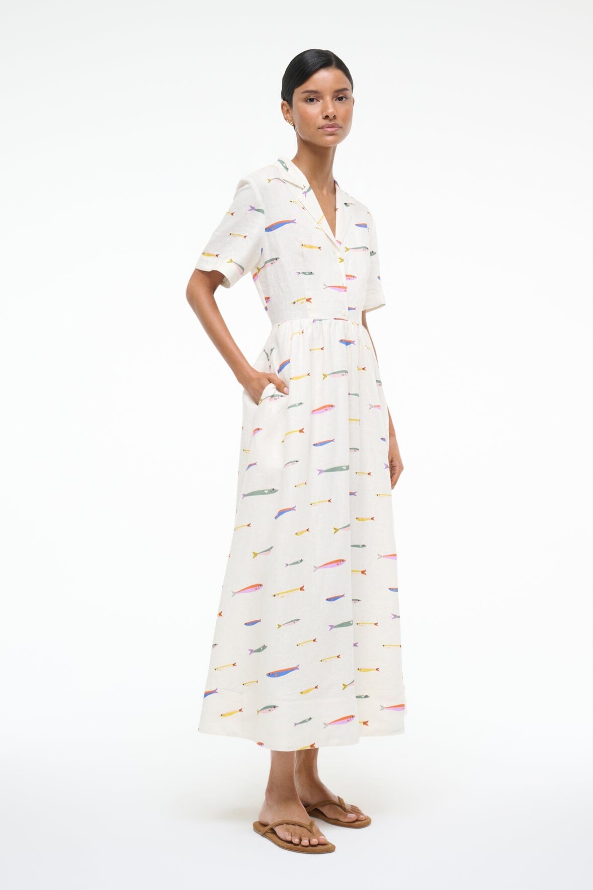 MERYL LINEN DRESS | POP SARDINES IVORY - Image 2