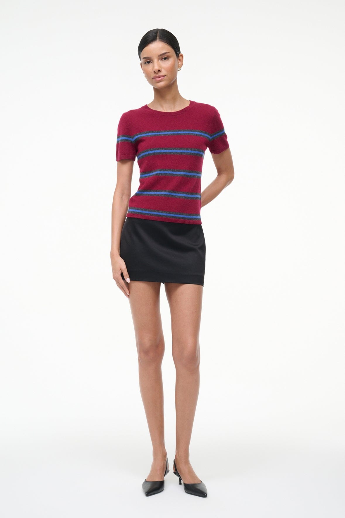 EASY CASHMERE TEE | CRIMSON STRIPE - Image 4
