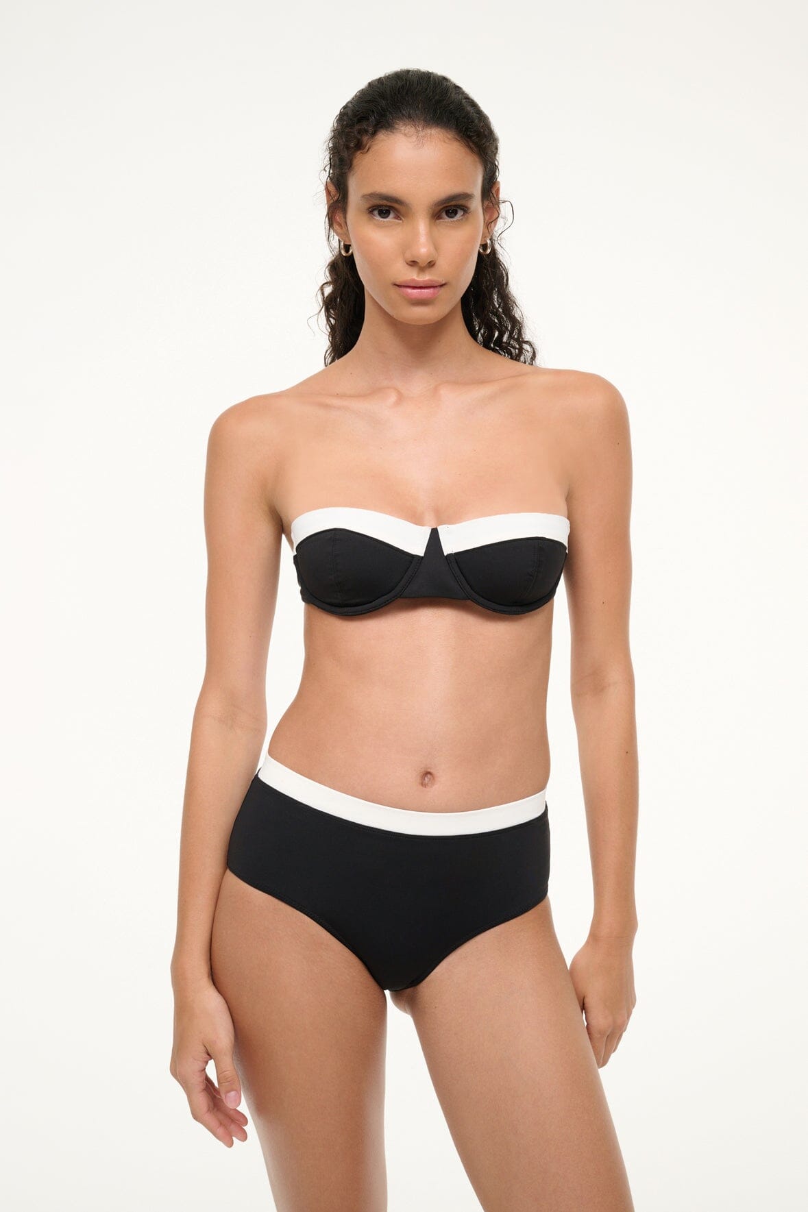 DEVON HIGH RISE BIKINI BOTTOM | BLACK WHITE - Image 3
