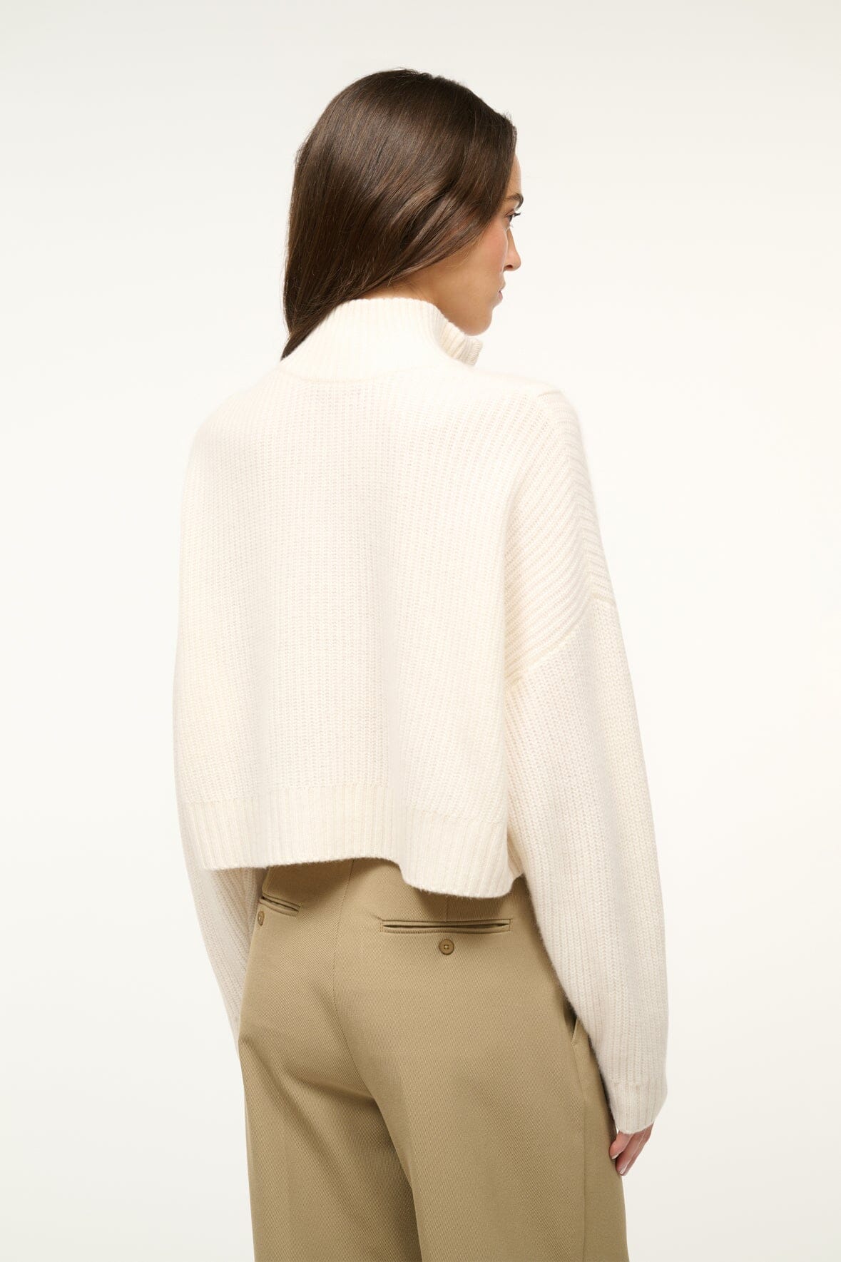 CASHMERE CROPPED HAMPTON SWEATER | IVORY - Image 3