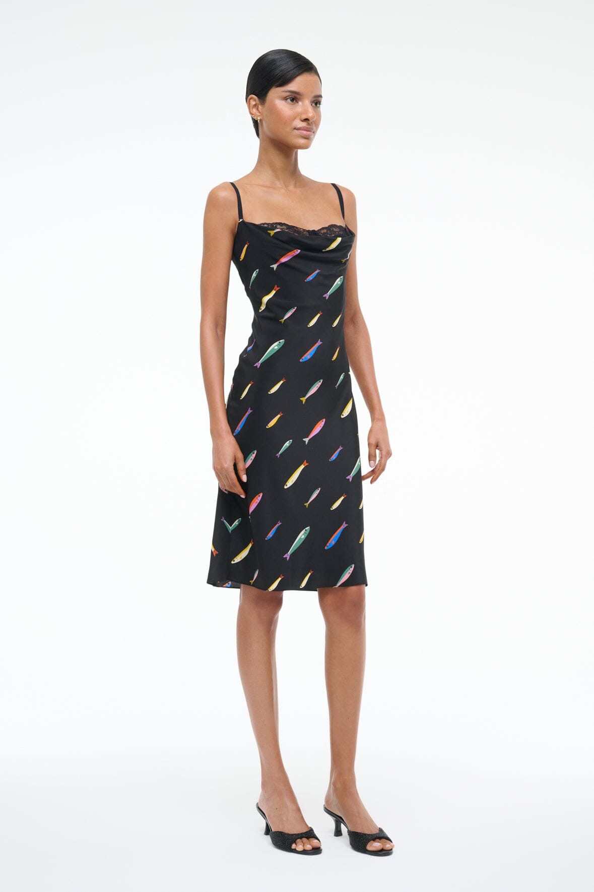 EVANGELINE SILK DRESS | POP SARDINES BLACK - Image 4