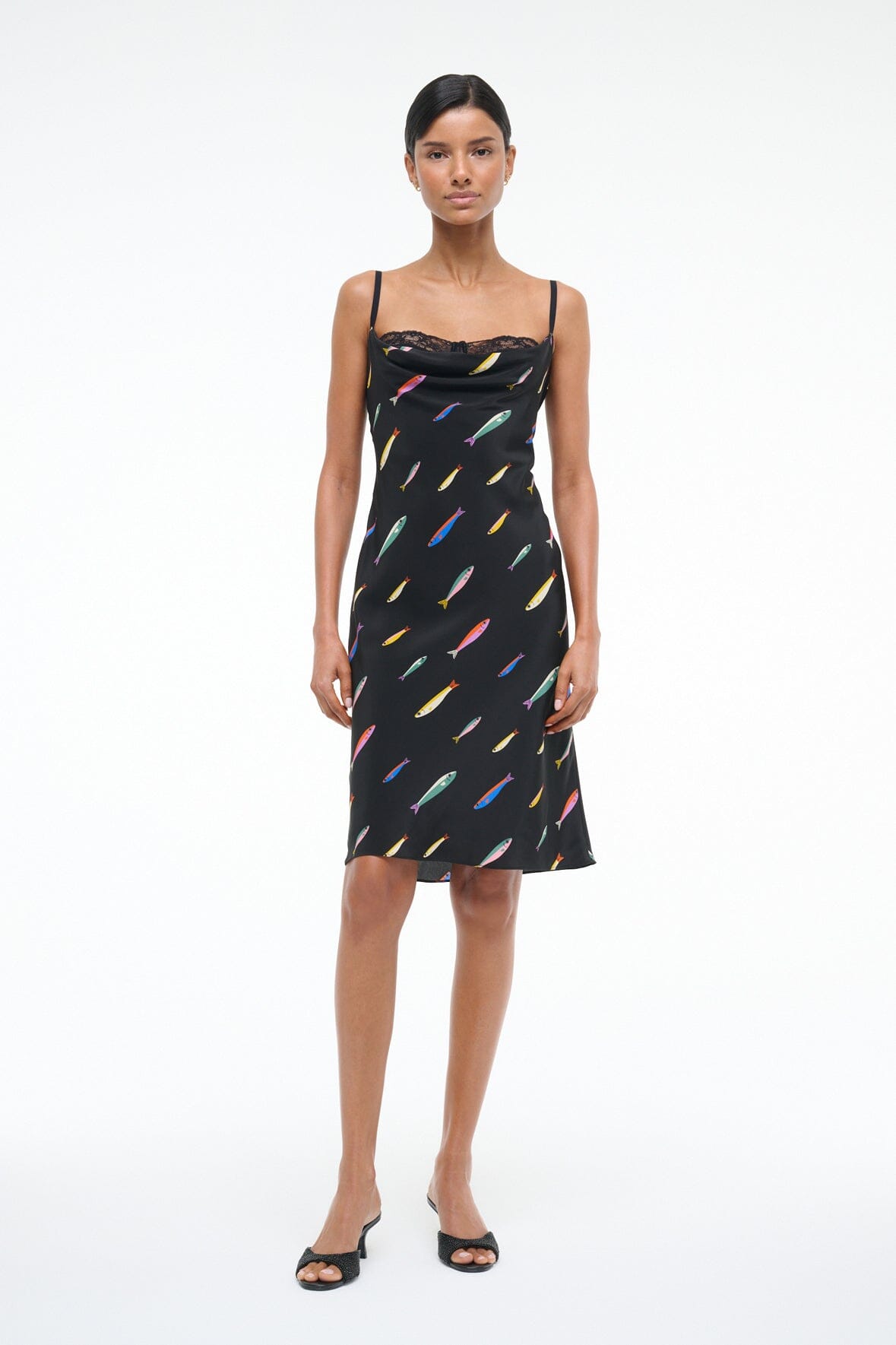 EVANGELINE SILK DRESS | POP SARDINES BLACK - Image 3