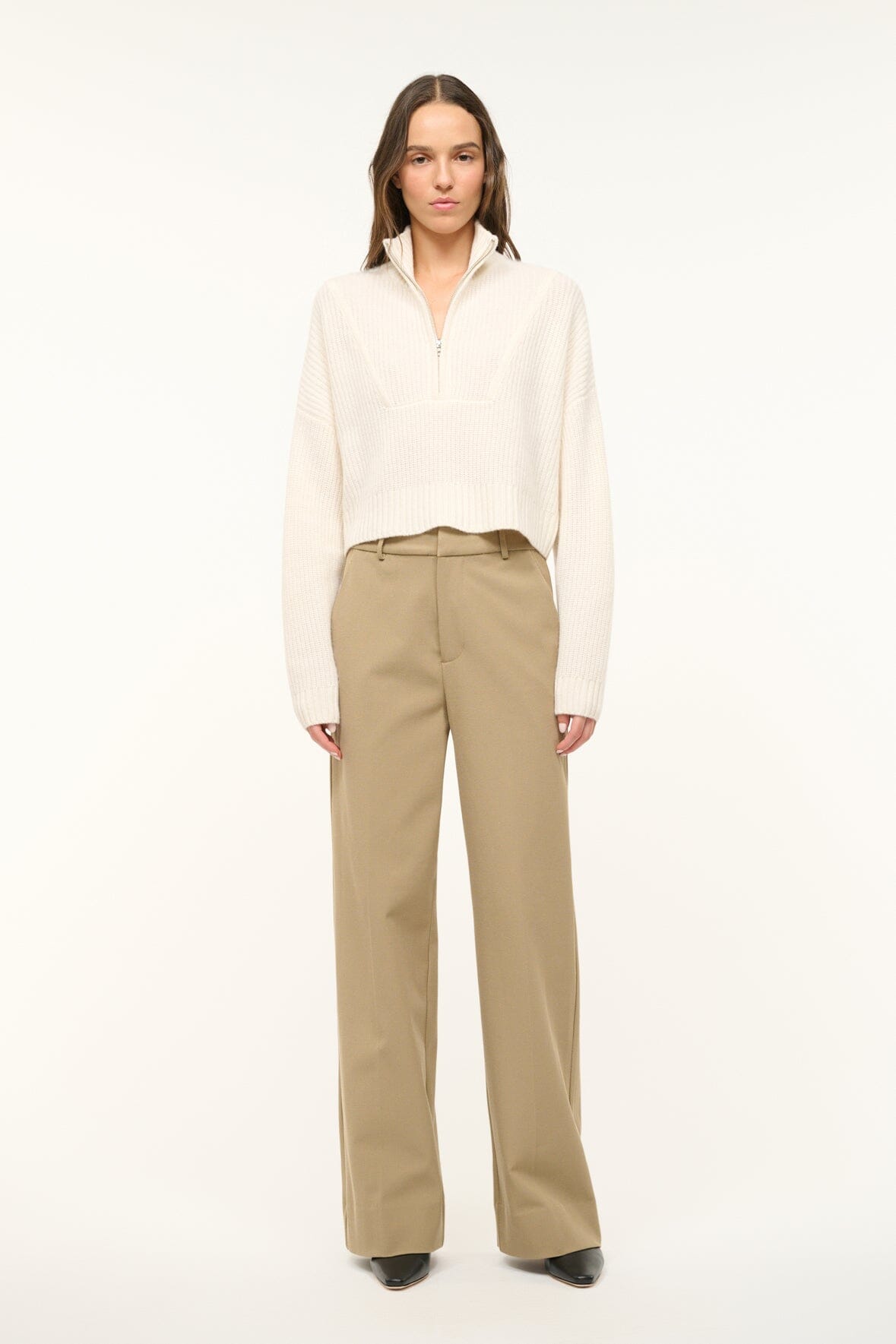 CASHMERE CROPPED HAMPTON SWEATER | IVORY - Image 2