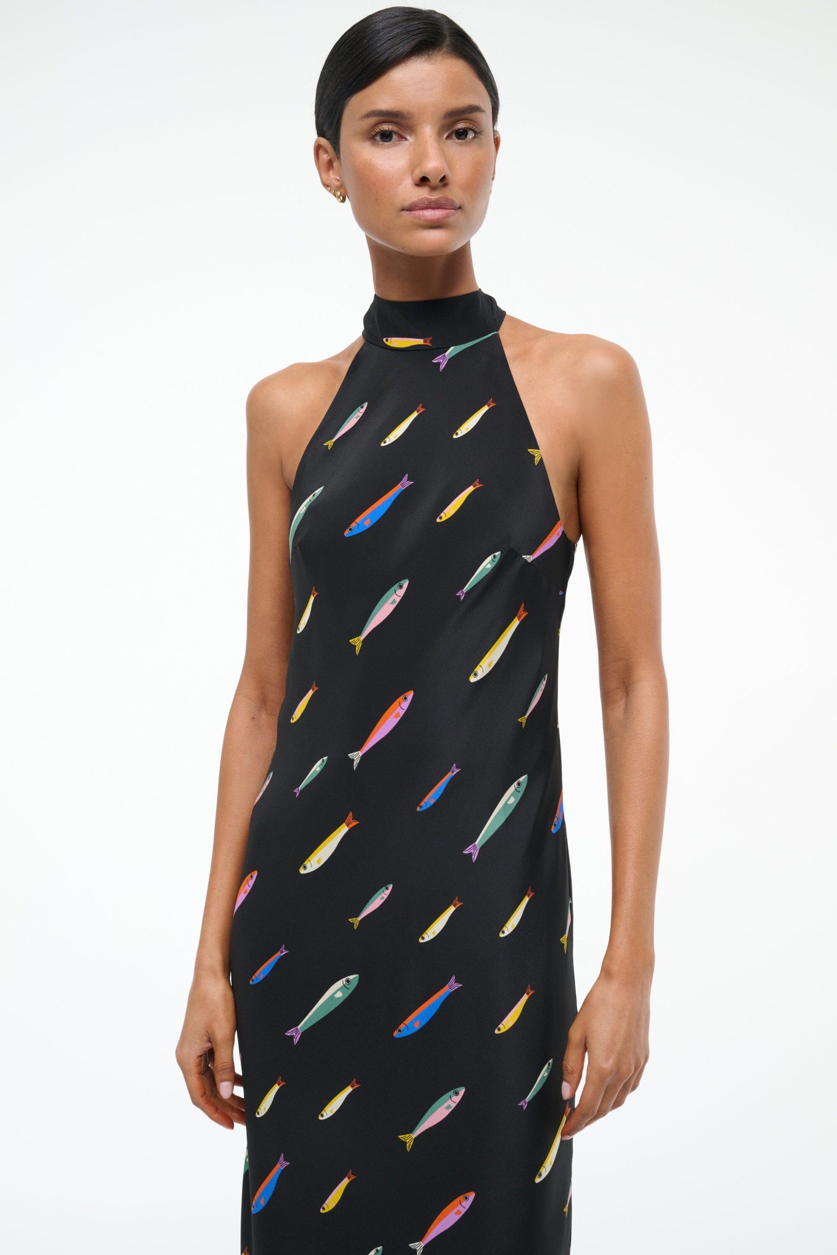 WINNIE SILK DRESS | POP SARDINES BLACK - Image 2