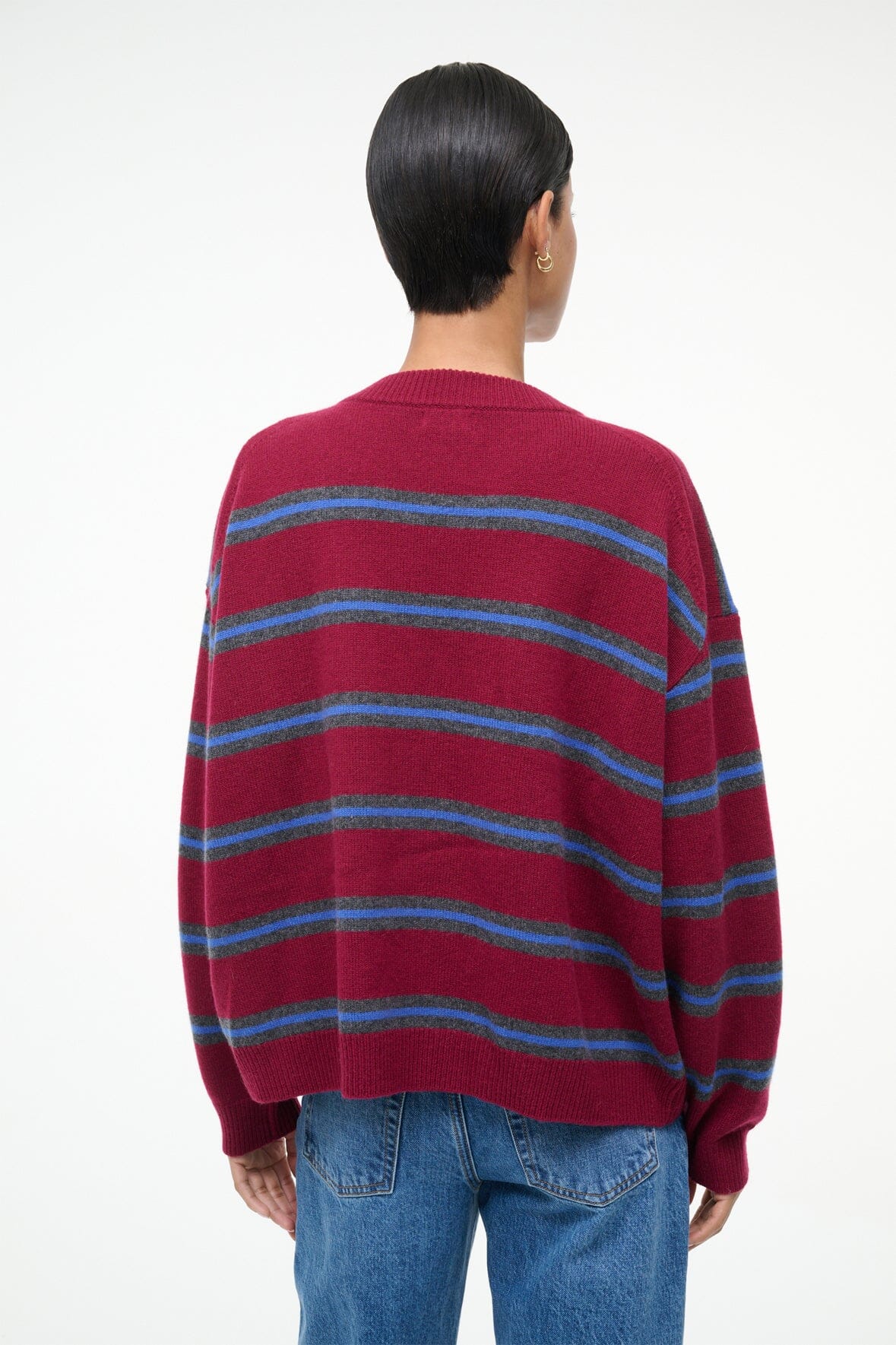 SERRANO CASHMERE RELAXED CREW | CRIMSON STRIPE - Image 4