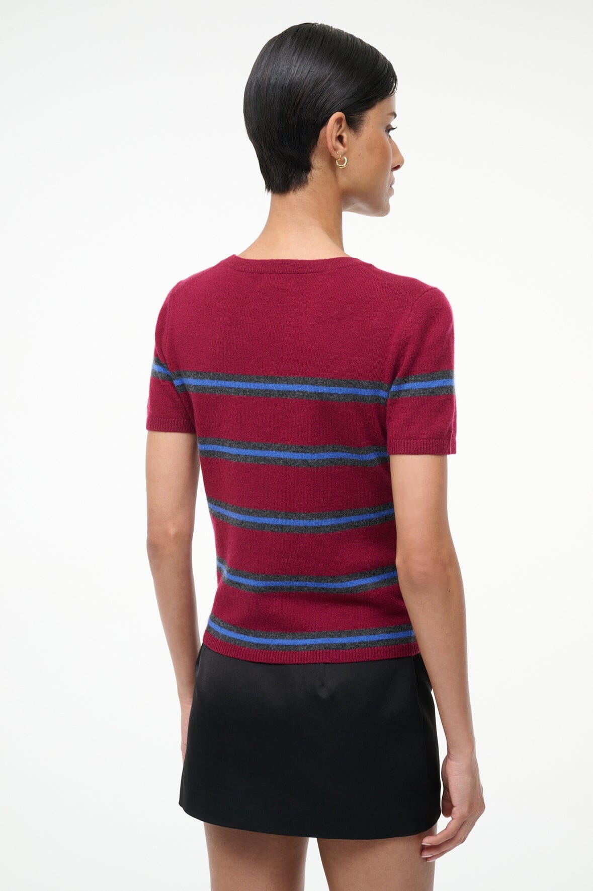 EASY CASHMERE TEE | CRIMSON STRIPE - Image 3