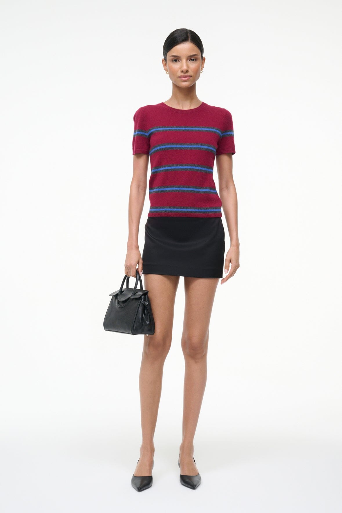 EASY CASHMERE TEE | CRIMSON STRIPE - Image 2