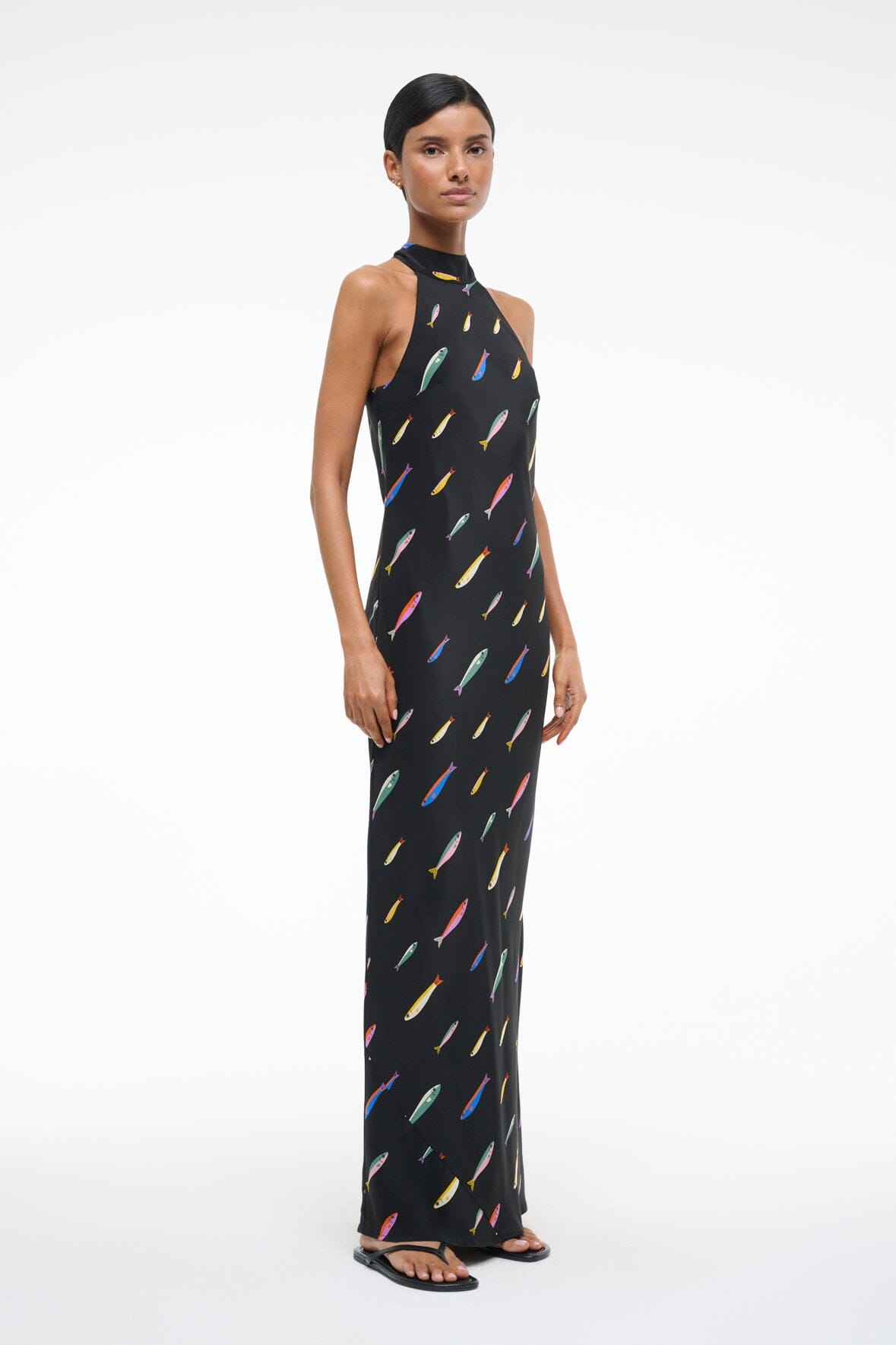 WINNIE SILK DRESS | POP SARDINES BLACK - Image 4