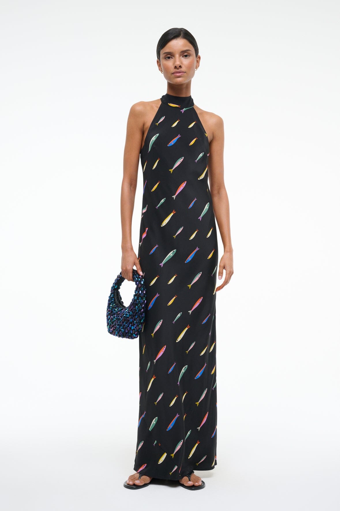 WINNIE SILK DRESS | POP SARDINES BLACK - Image 5