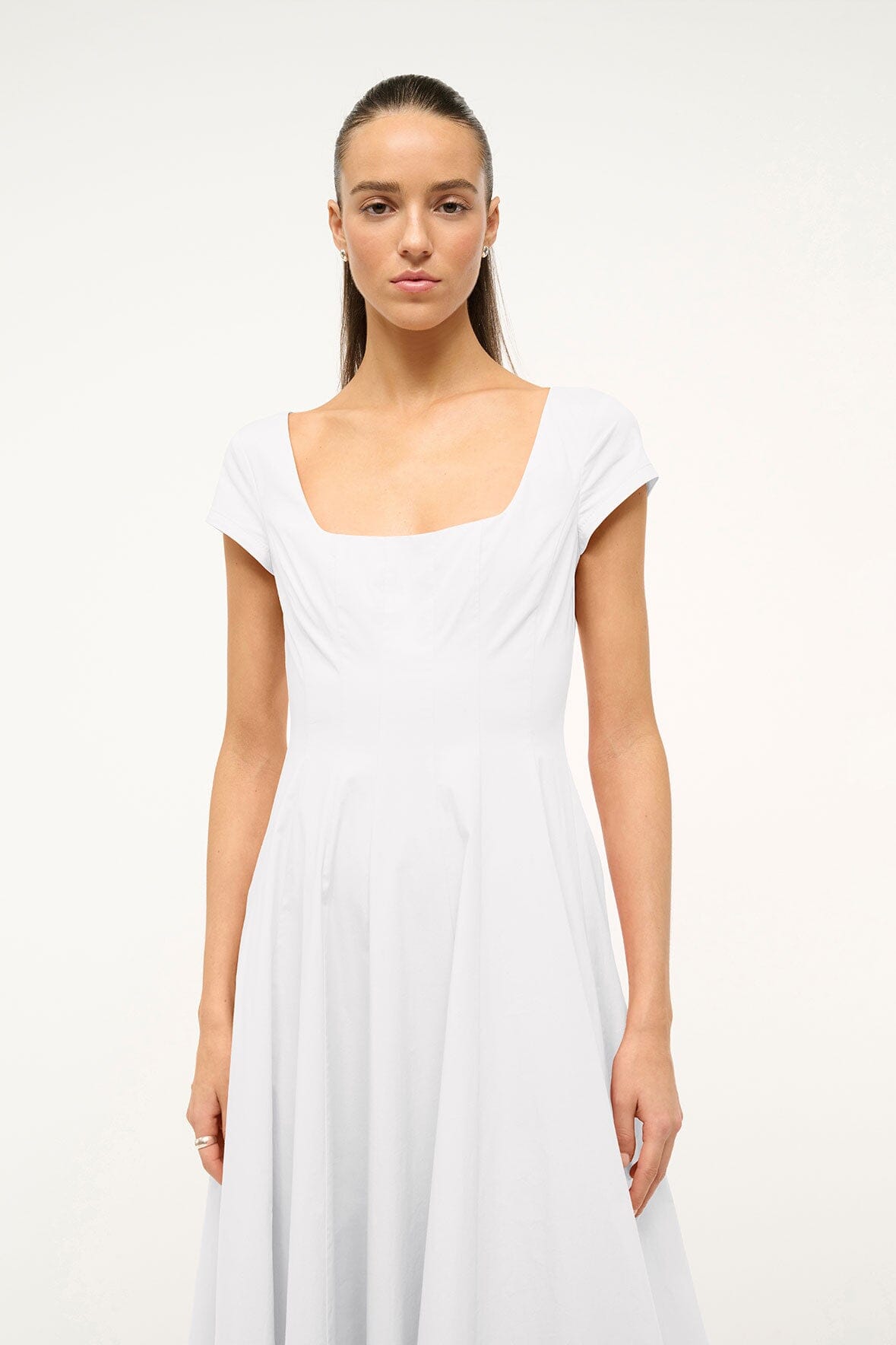 SHORT SLEEVE WELLS DRESS | WHITE - Image 3