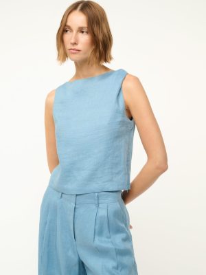 BOA LINEN TOP | SLATE BLUE