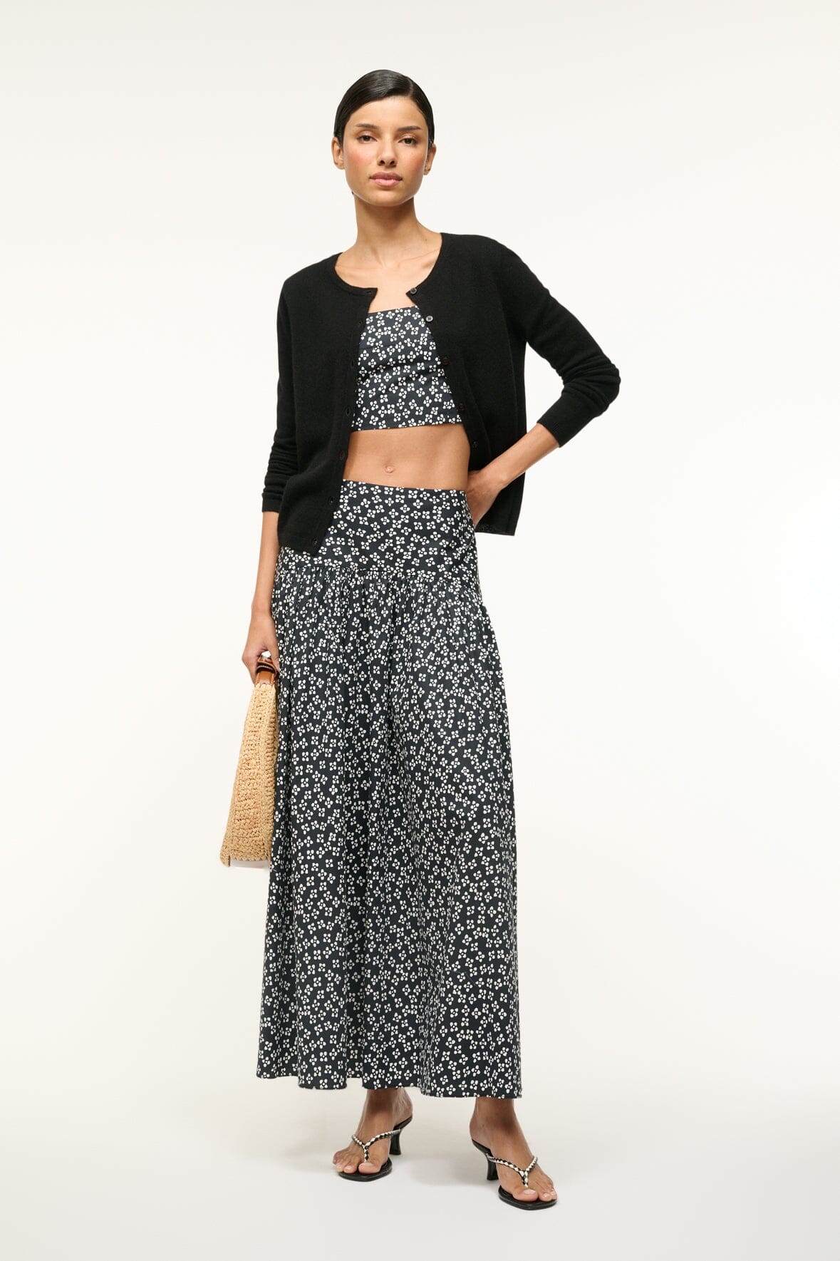 PROCIDA SKIRT | BLACK WOODBLOCK FLORAL