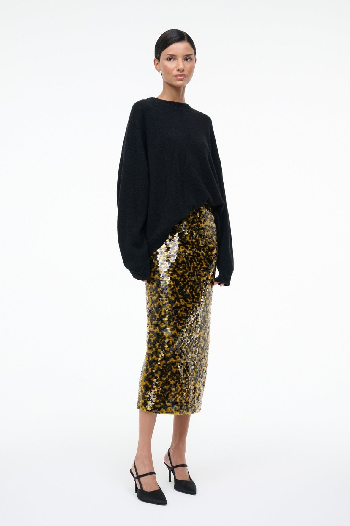 SEBASTIAN HIGH HEEL SLINGBACK | BLACK SATIN - Image 4