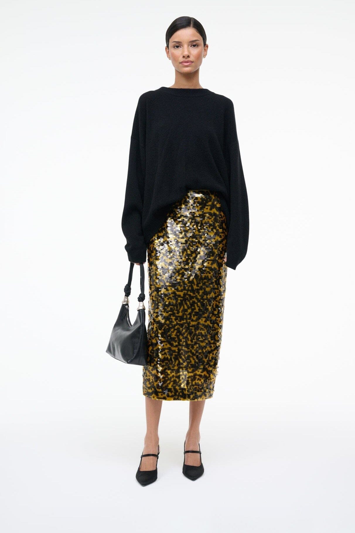 SEBASTIAN HIGH HEEL SLINGBACK | BLACK SATIN - Image 2