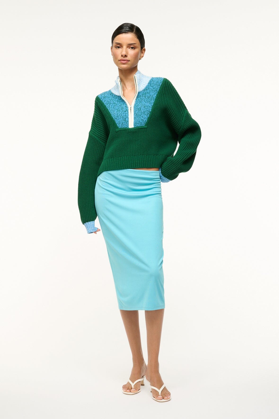 CROPPED HAMPTON SWEATER | JUNGLE SKY IVORY - Image 2